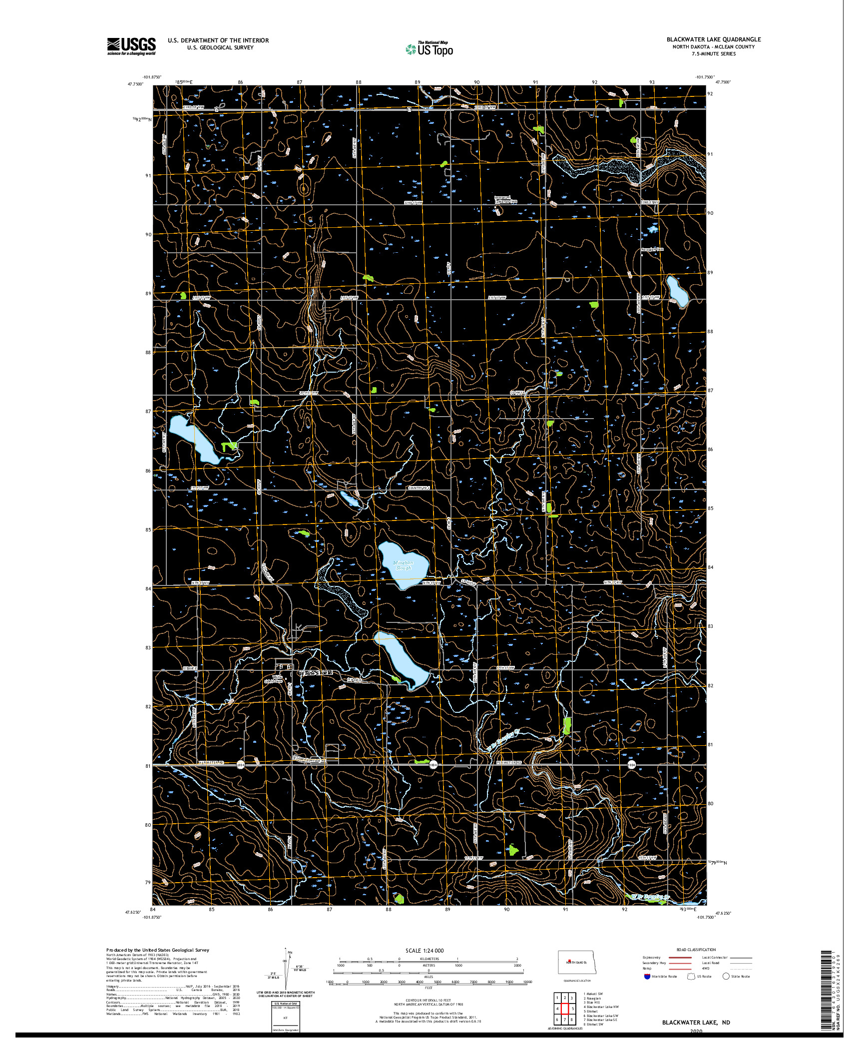 USGS US TOPO 7.5-MINUTE MAP FOR BLACKWATER LAKE, ND 2020