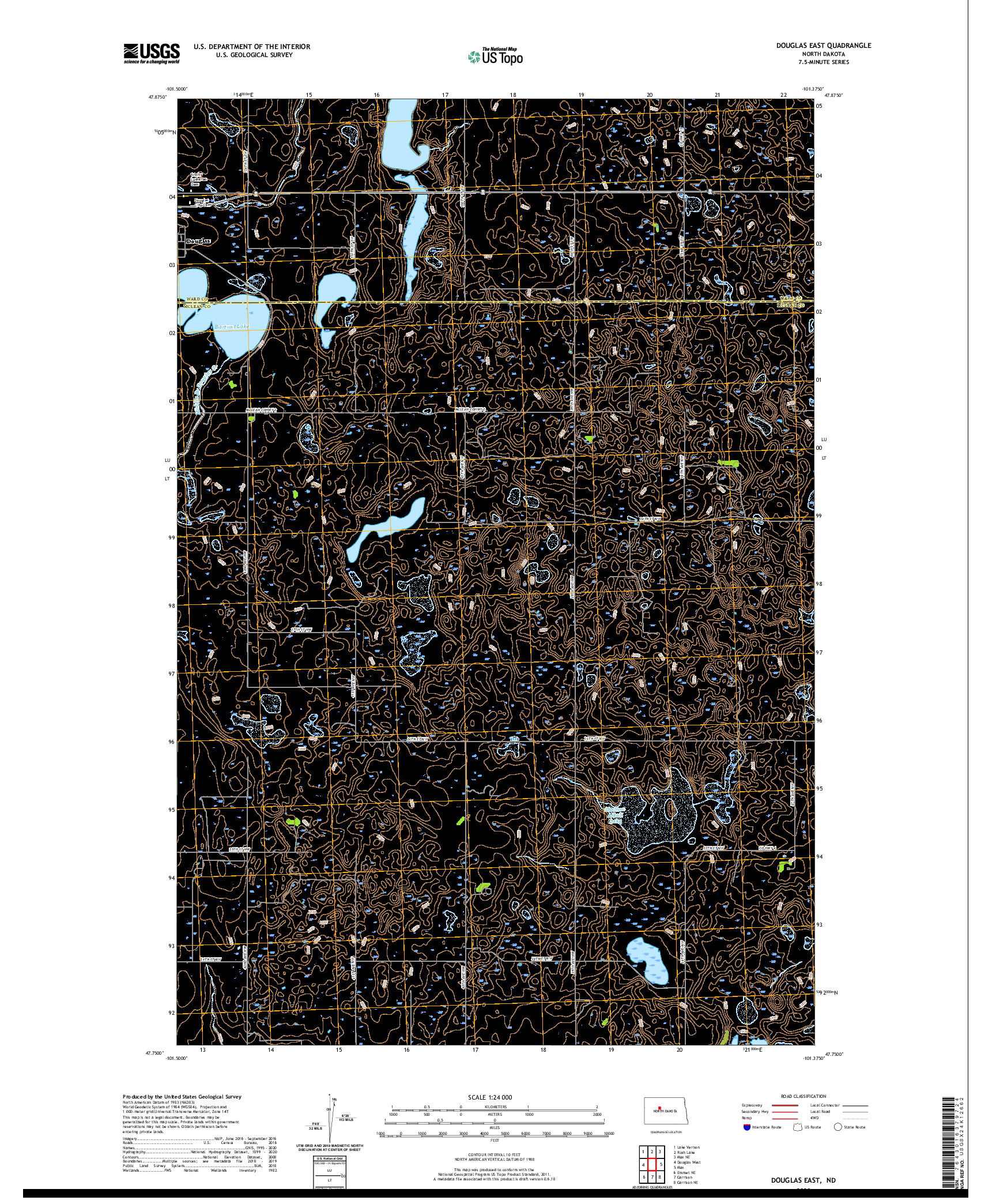 USGS US TOPO 7.5-MINUTE MAP FOR DOUGLAS EAST, ND 2020