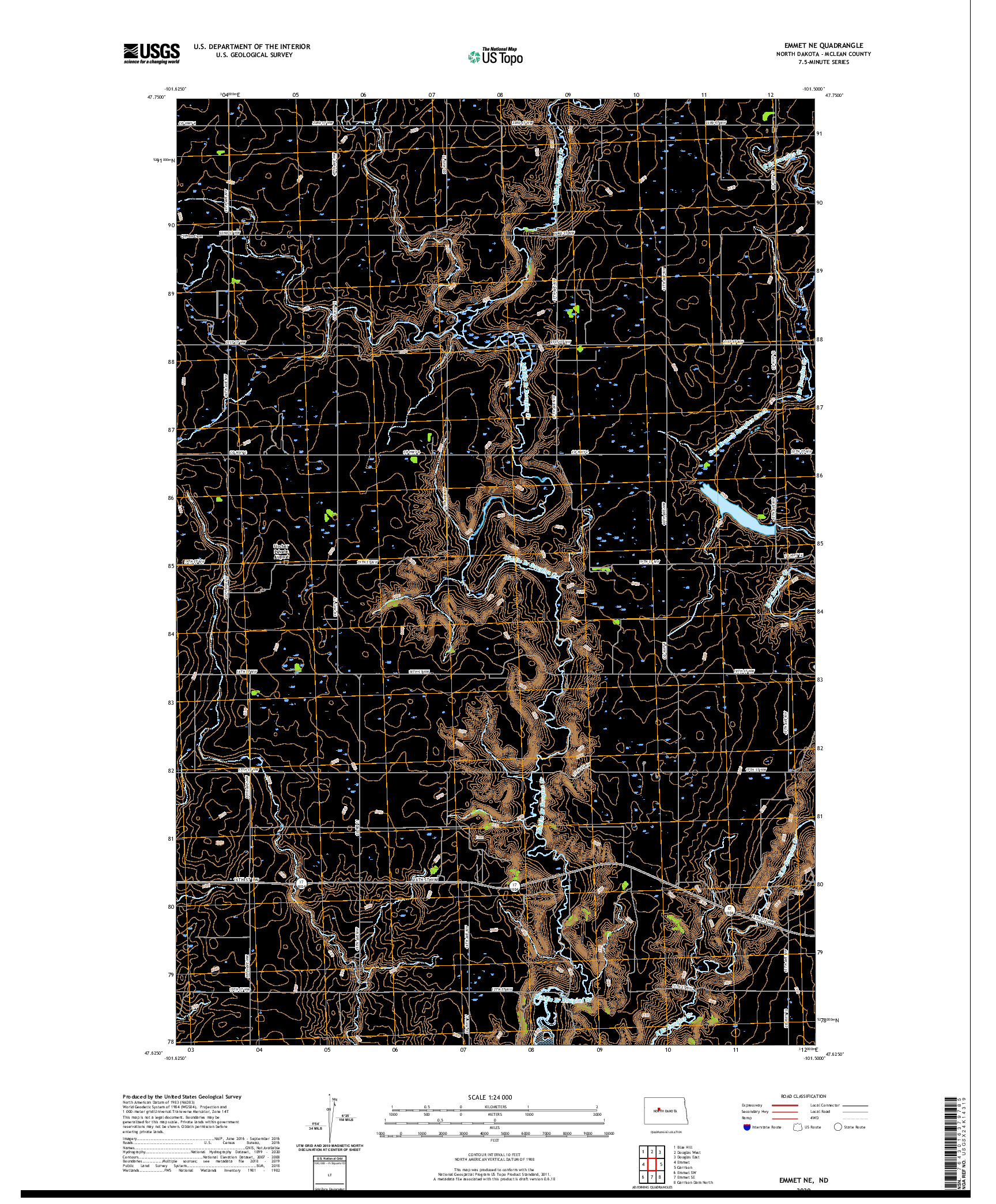 USGS US TOPO 7.5-MINUTE MAP FOR EMMET NE, ND 2020