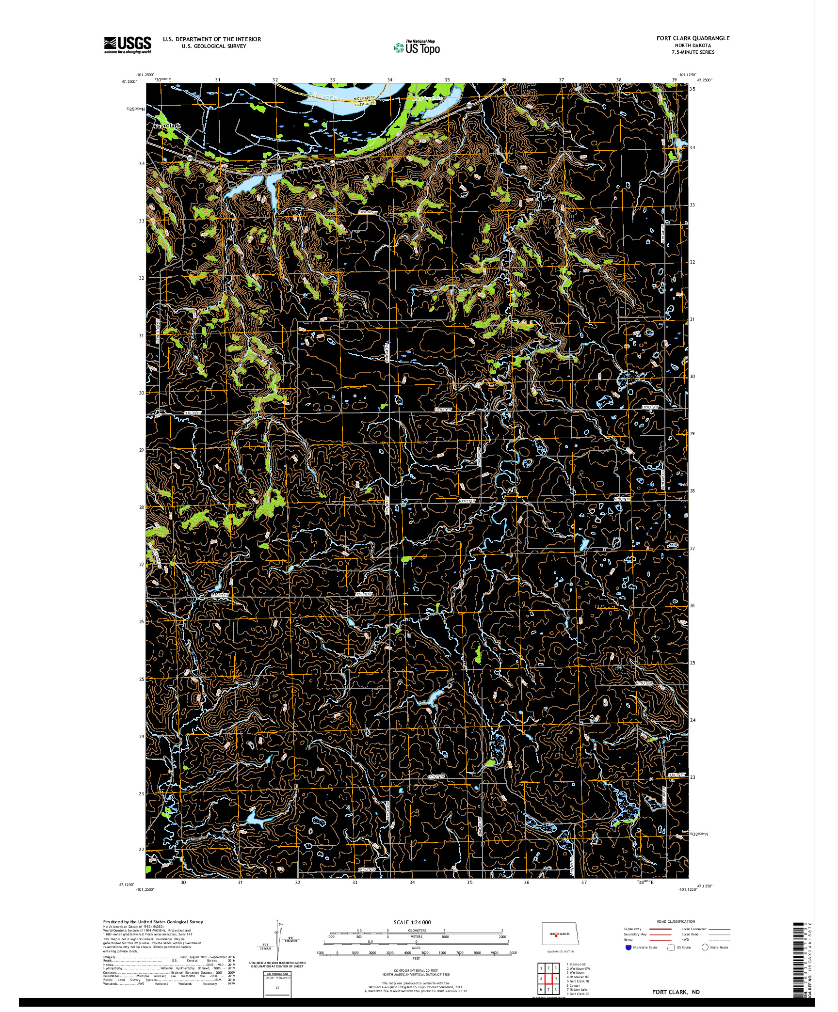 USGS US TOPO 7.5-MINUTE MAP FOR FORT CLARK, ND 2020