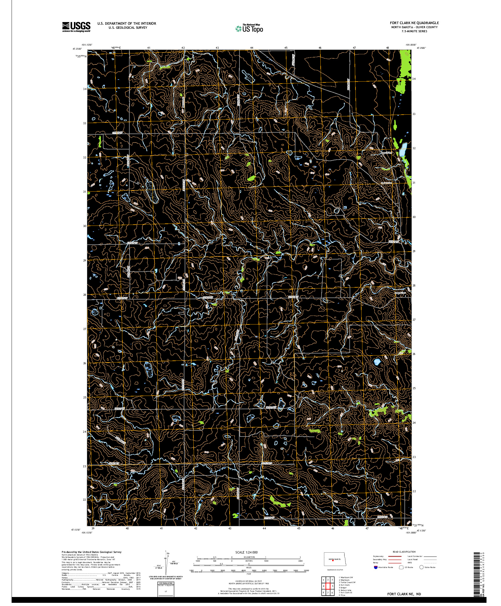 USGS US TOPO 7.5-MINUTE MAP FOR FORT CLARK NE, ND 2020