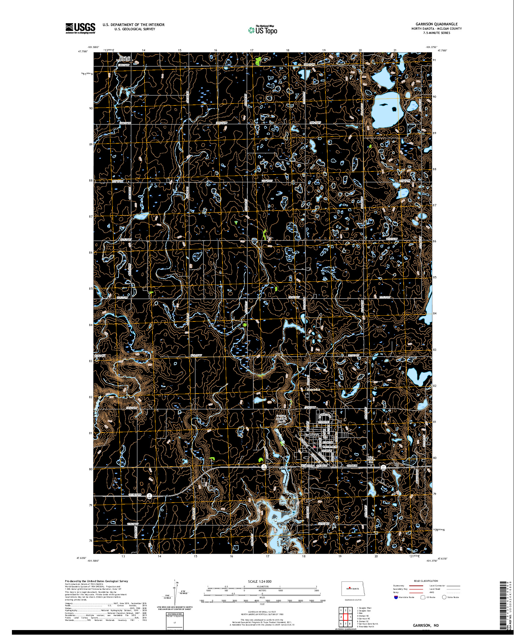 USGS US TOPO 7.5-MINUTE MAP FOR GARRISON, ND 2020