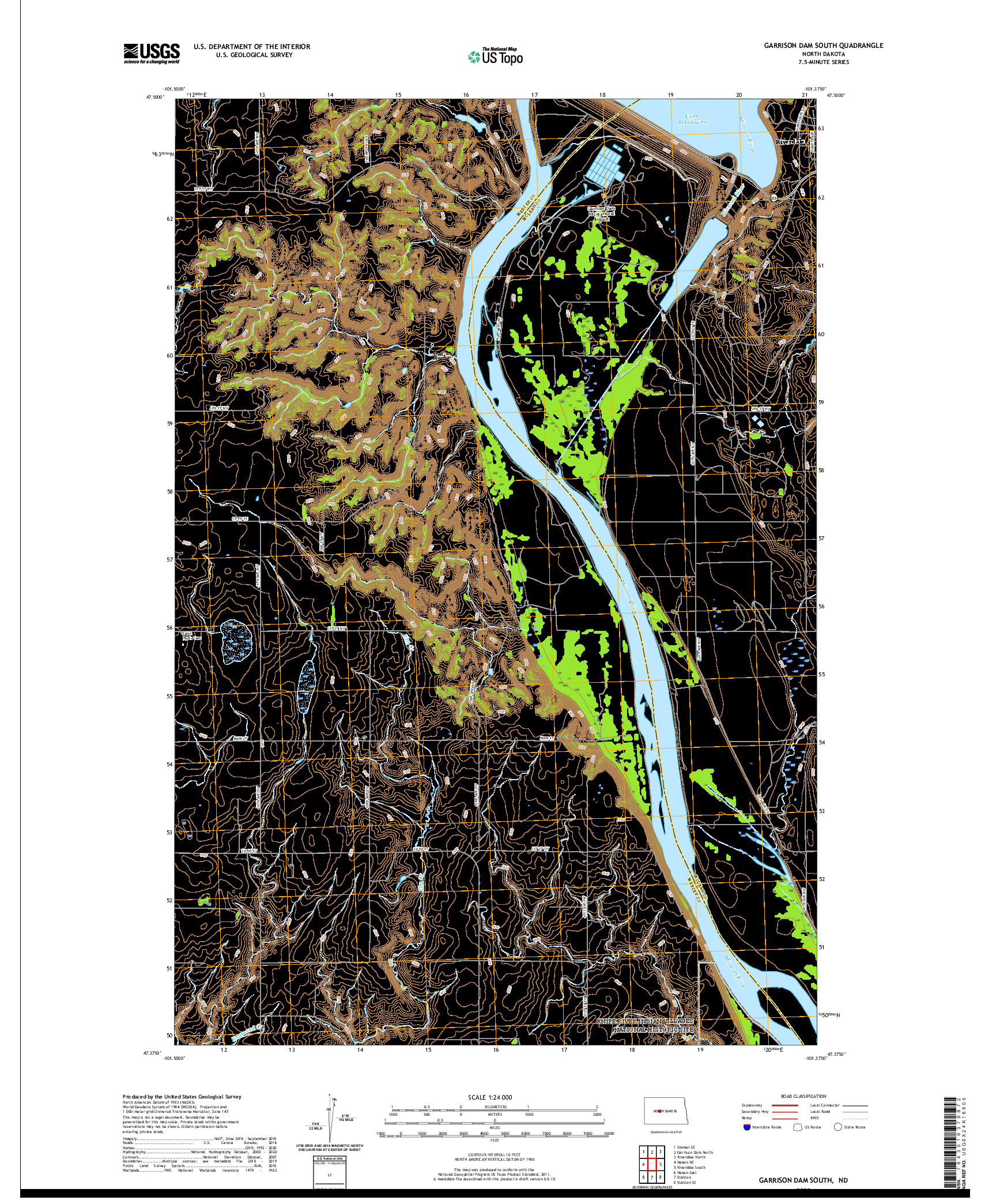 USGS US TOPO 7.5-MINUTE MAP FOR GARRISON DAM SOUTH, ND 2020