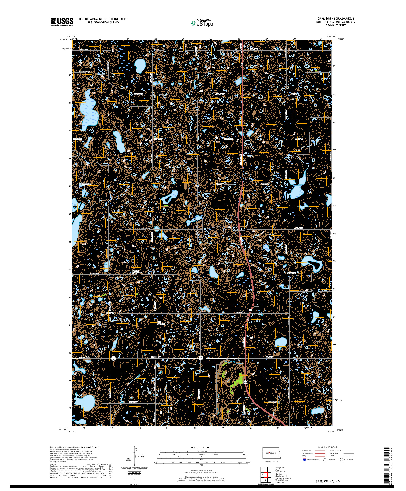 USGS US TOPO 7.5-MINUTE MAP FOR GARRISON NE, ND 2020