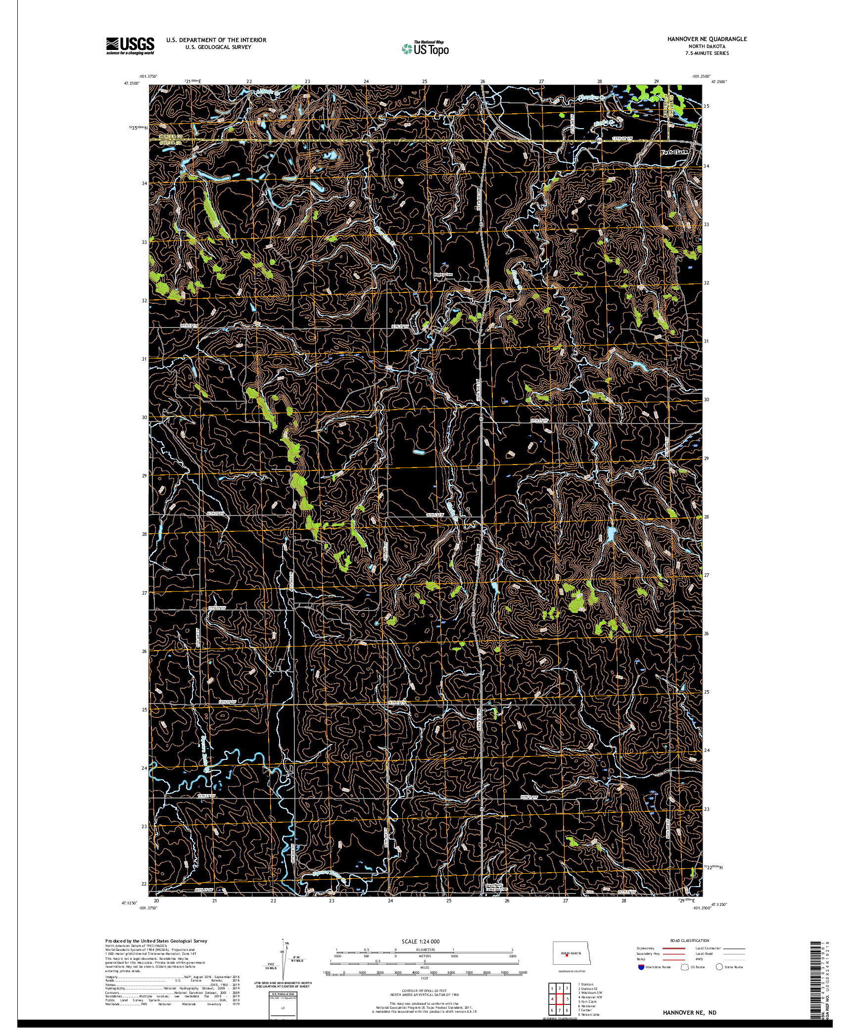 USGS US TOPO 7.5-MINUTE MAP FOR HANNOVER NE, ND 2020