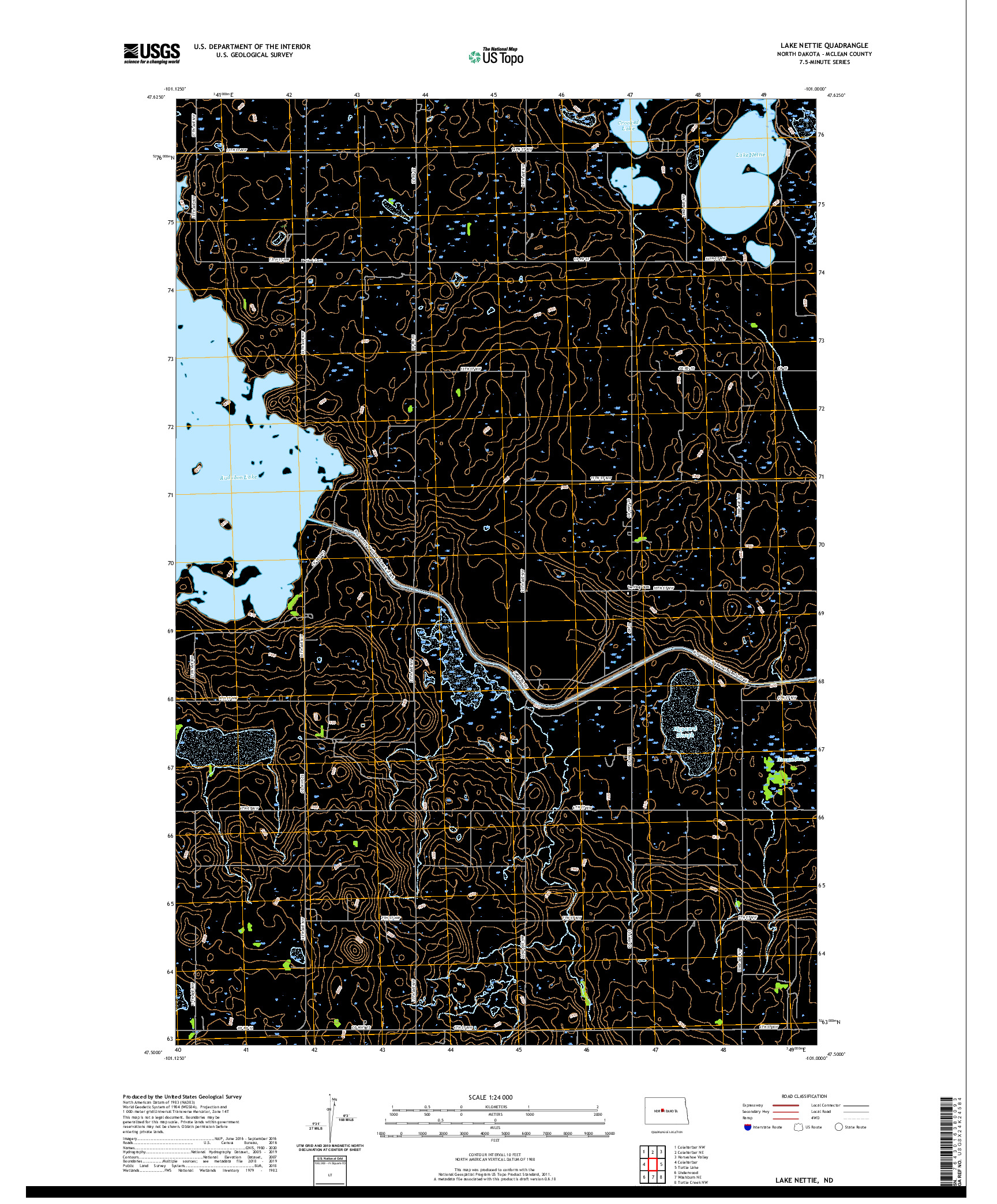 USGS US TOPO 7.5-MINUTE MAP FOR LAKE NETTIE, ND 2020