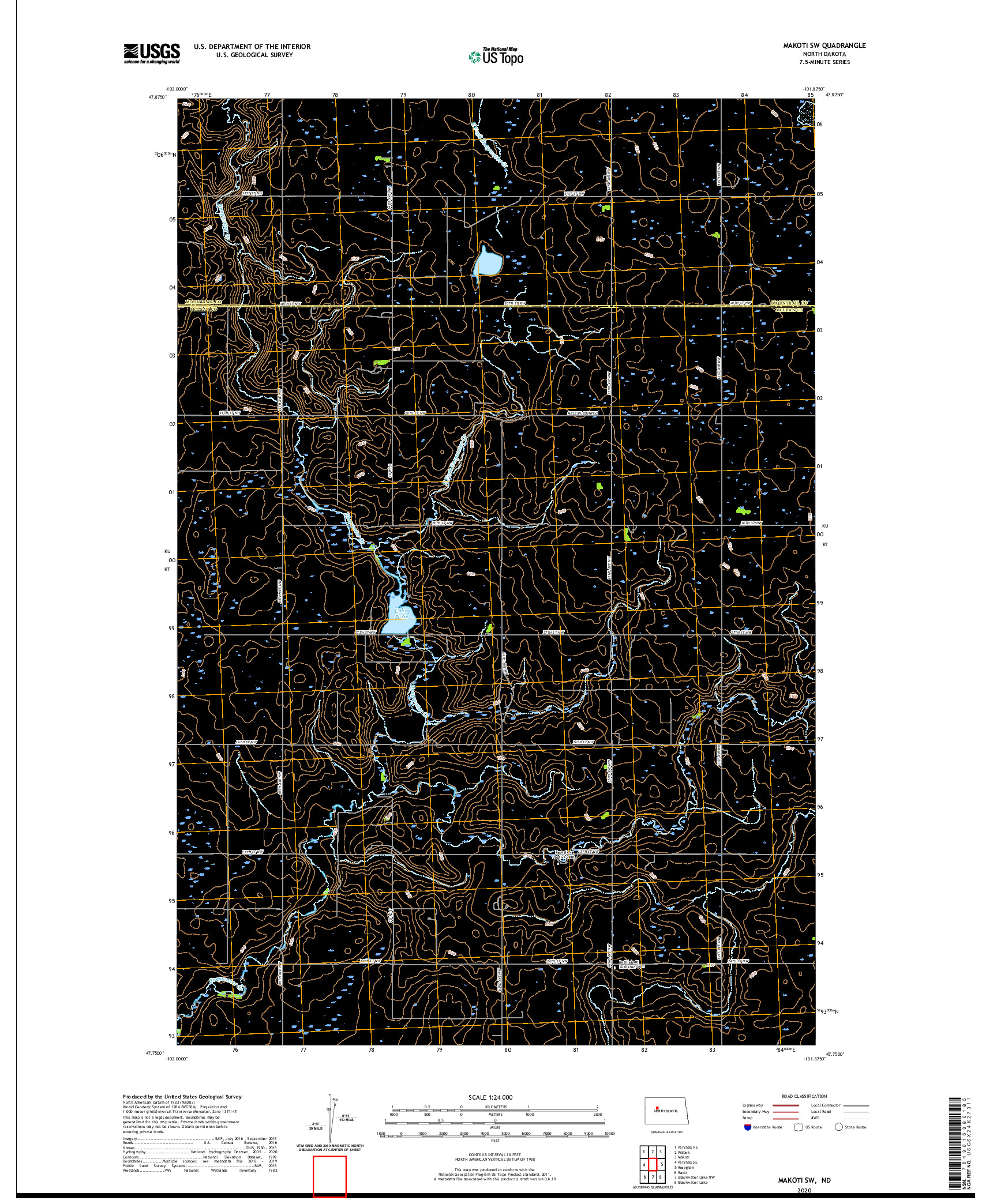 USGS US TOPO 7.5-MINUTE MAP FOR MAKOTI SW, ND 2020