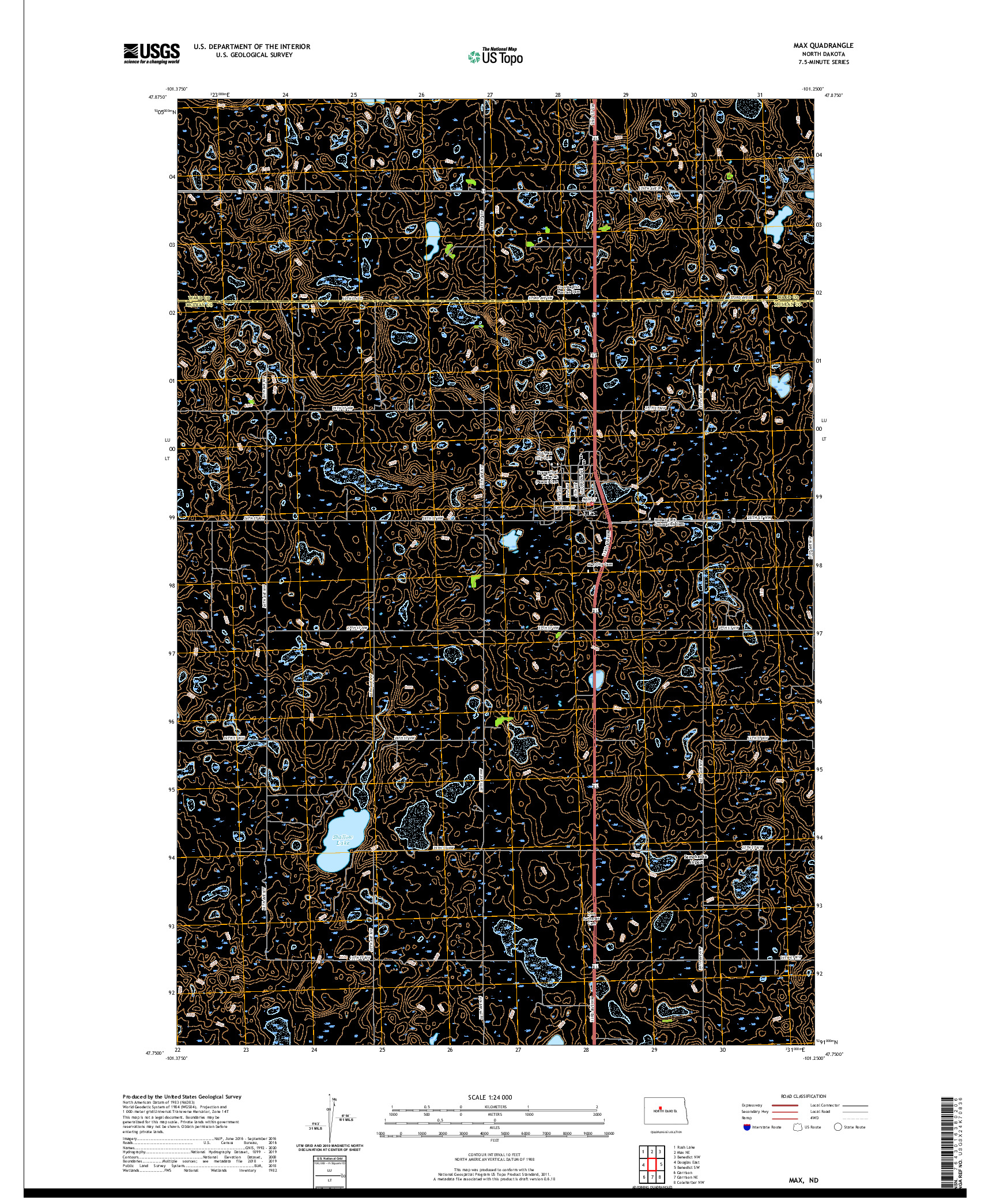 USGS US TOPO 7.5-MINUTE MAP FOR MAX, ND 2020