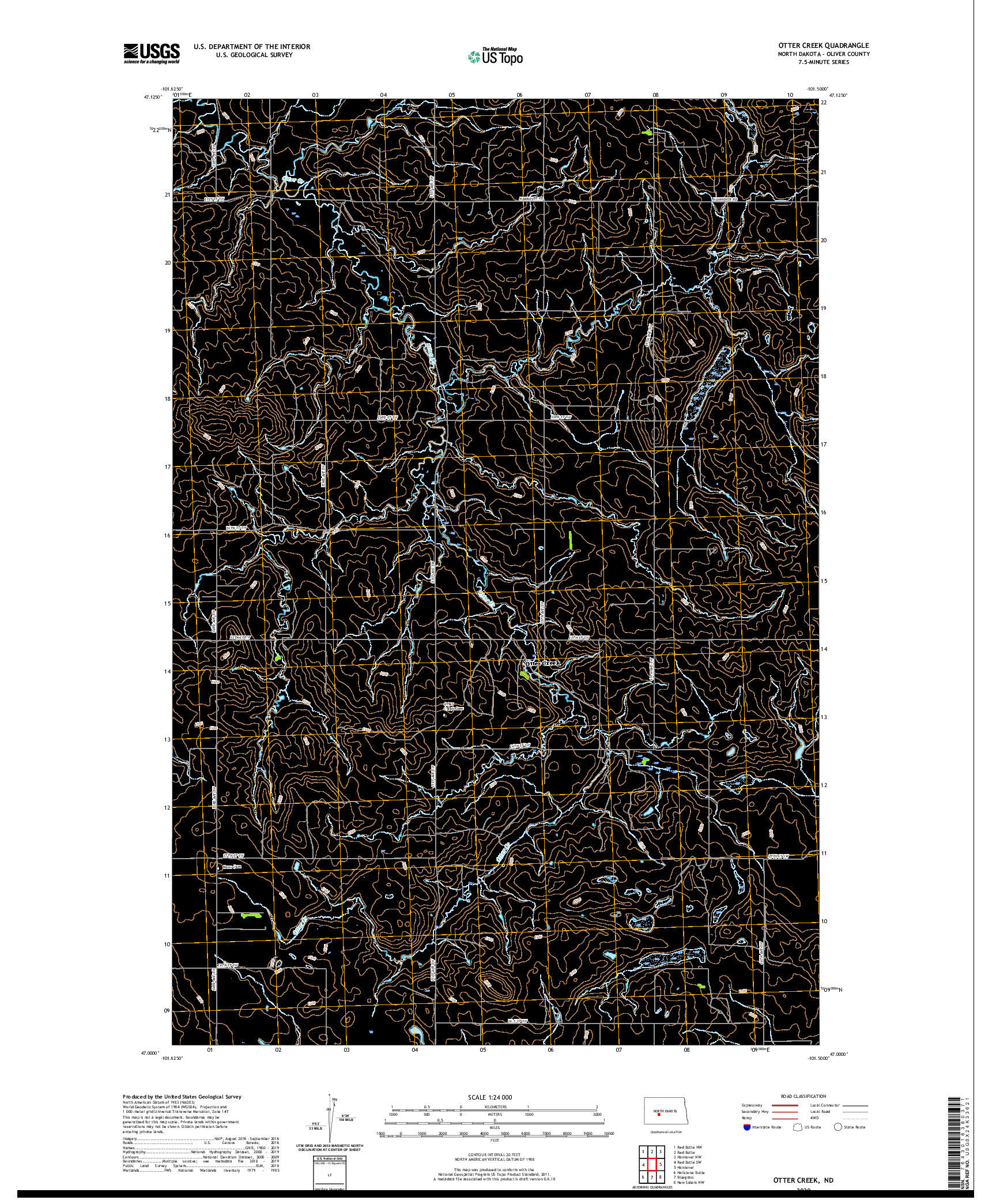 USGS US TOPO 7.5-MINUTE MAP FOR OTTER CREEK, ND 2020