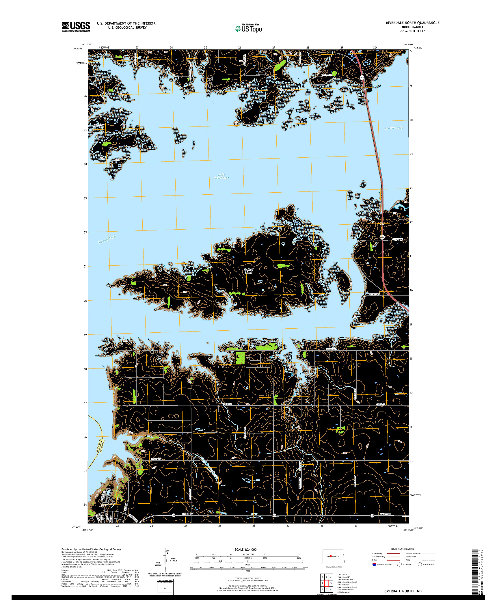 USGS US TOPO 7.5-MINUTE MAP FOR RIVERDALE NORTH, ND 2020