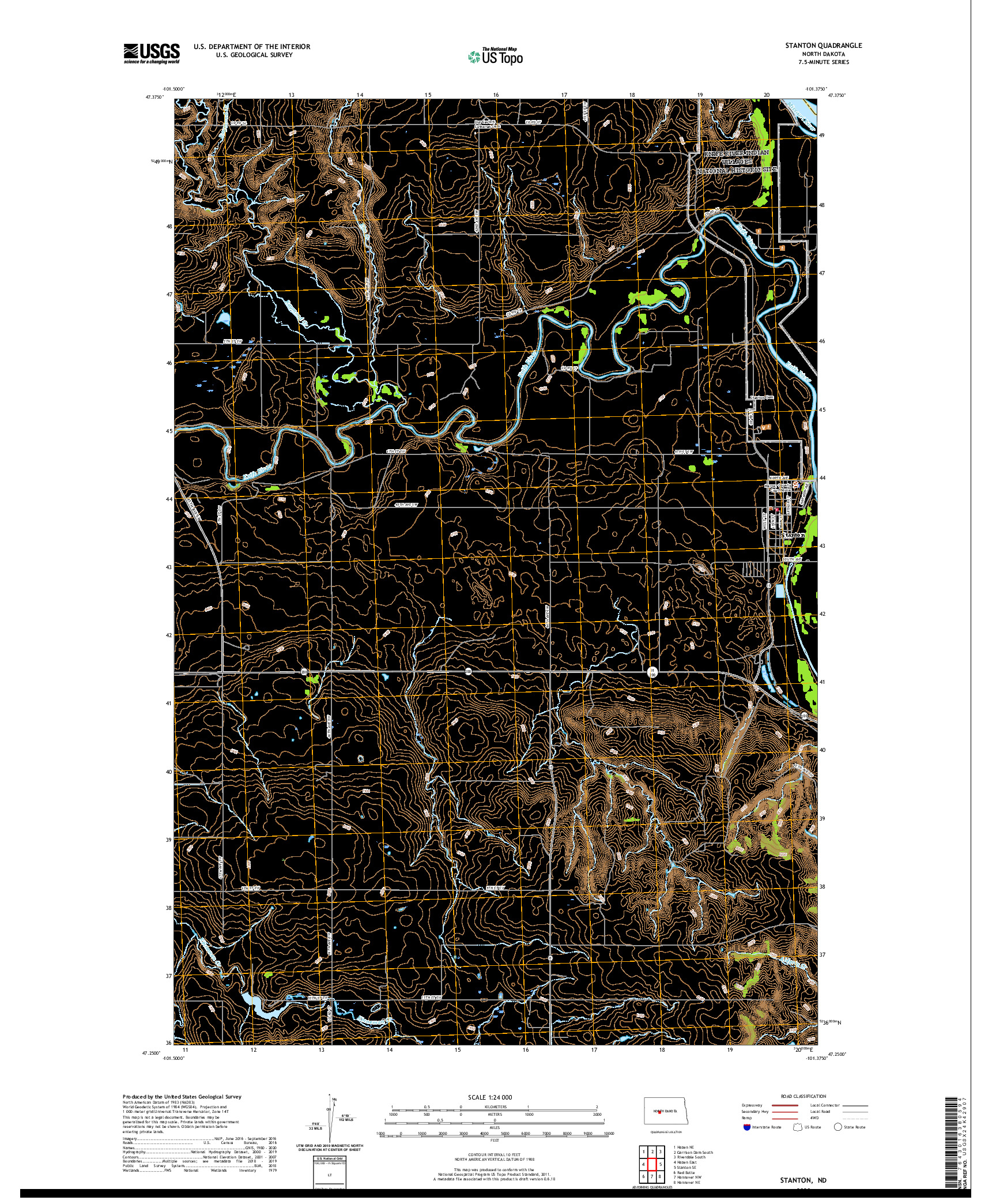 USGS US TOPO 7.5-MINUTE MAP FOR STANTON, ND 2020