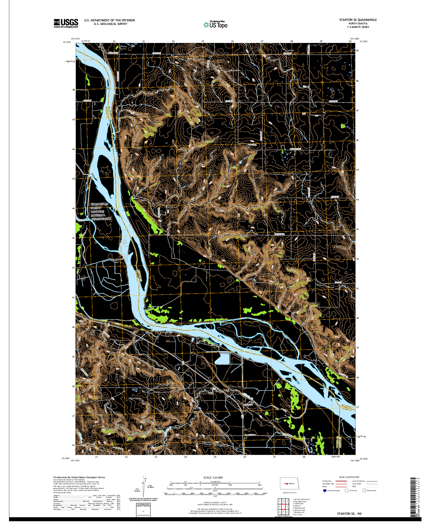 USGS US TOPO 7.5-MINUTE MAP FOR STANTON SE, ND 2020