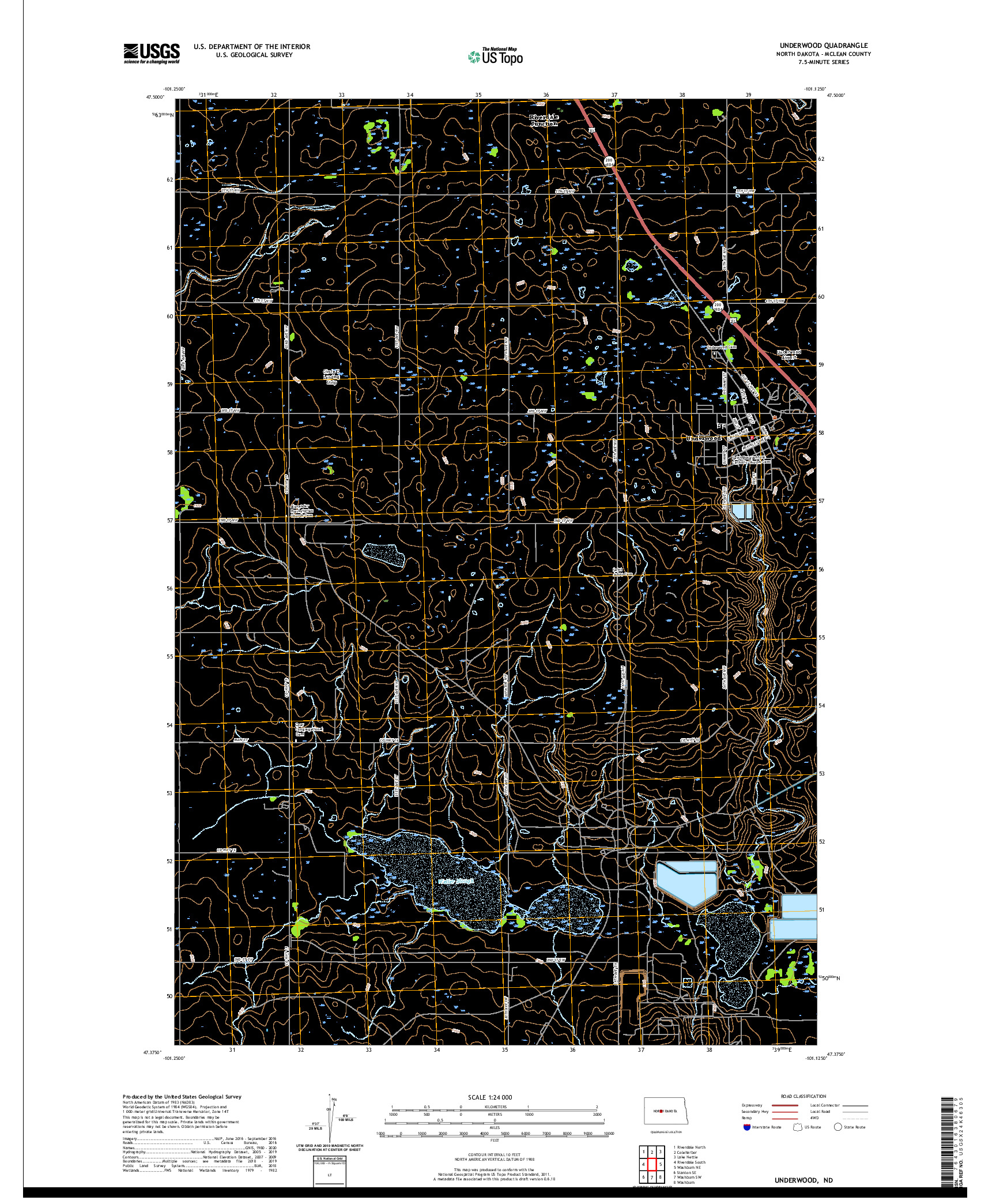USGS US TOPO 7.5-MINUTE MAP FOR UNDERWOOD, ND 2020