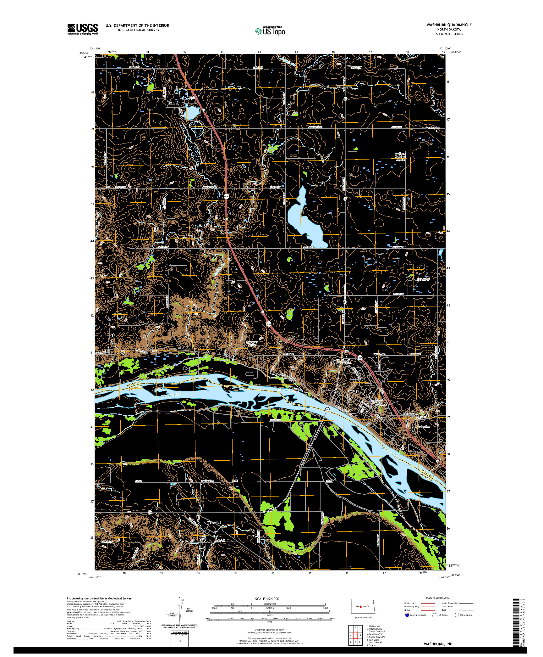 USGS US TOPO 7.5-MINUTE MAP FOR WASHBURN, ND 2020