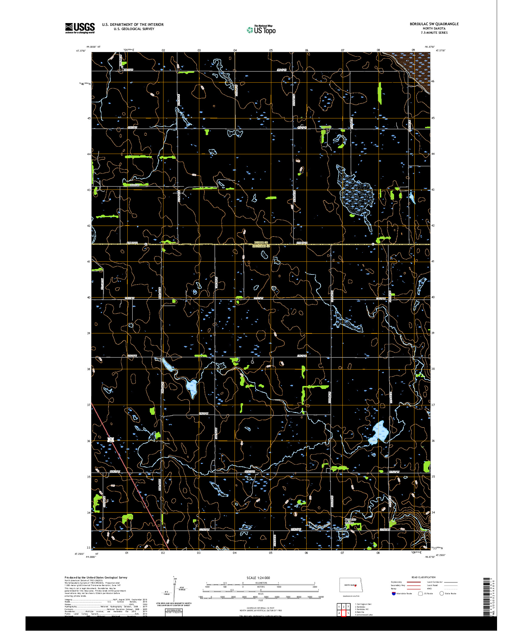 USGS US TOPO 7.5-MINUTE MAP FOR BORDULAC SW, ND 2020