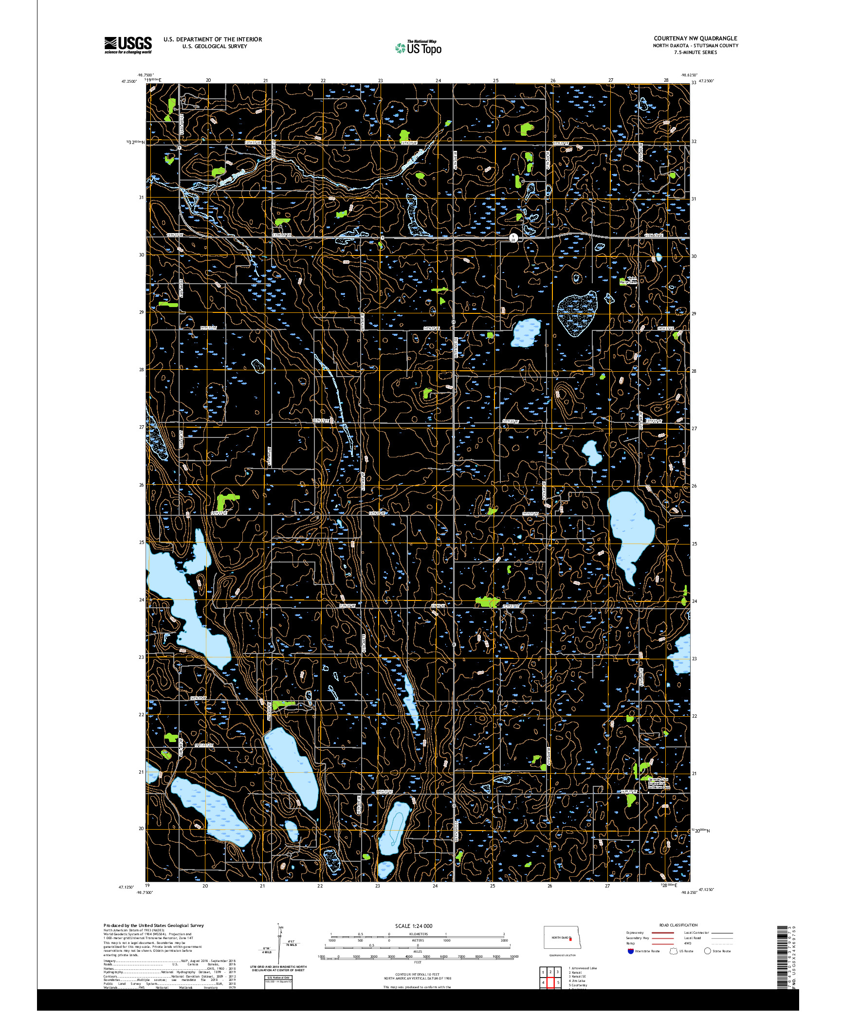 USGS US TOPO 7.5-MINUTE MAP FOR COURTENAY NW, ND 2020