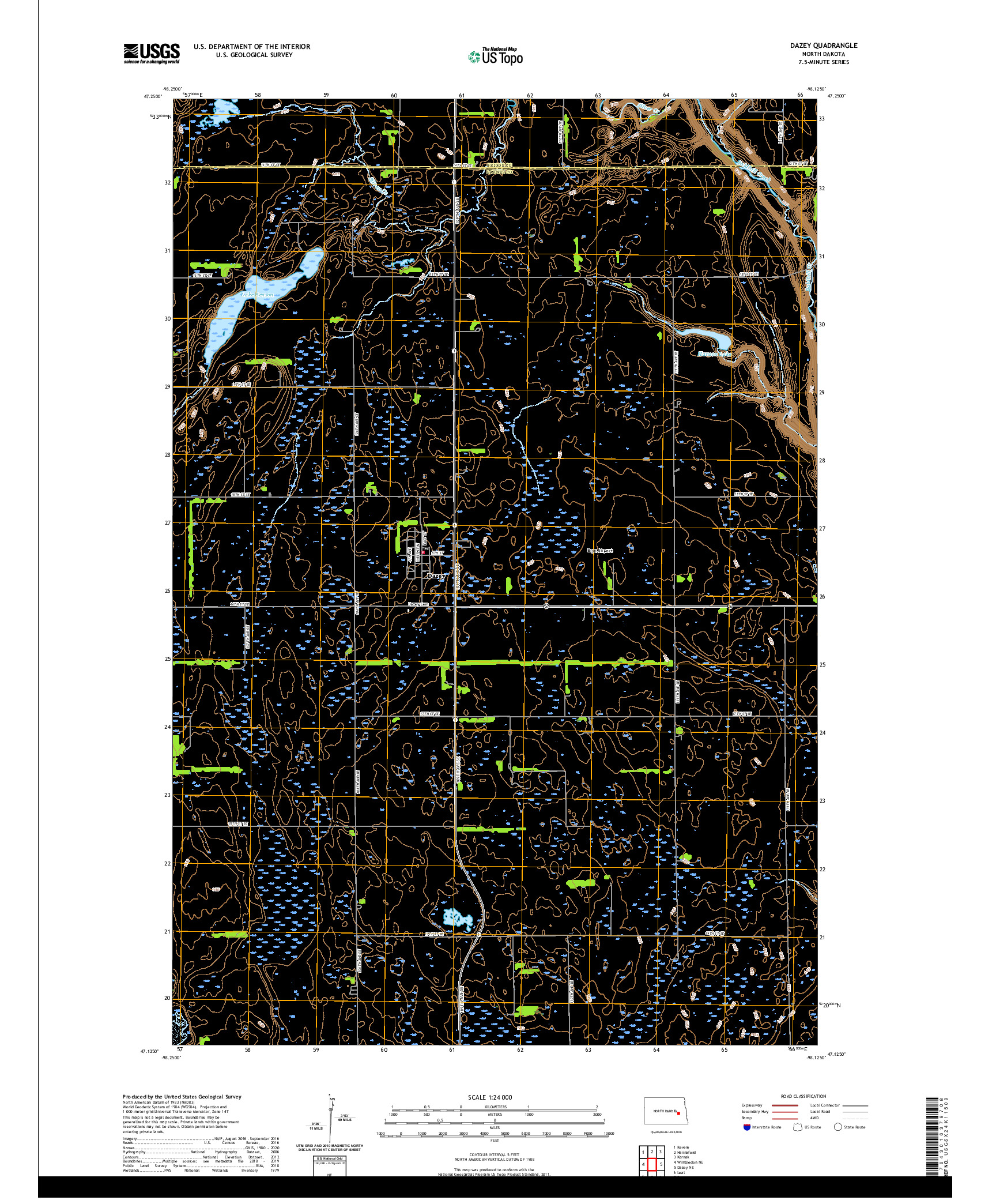 USGS US TOPO 7.5-MINUTE MAP FOR DAZEY, ND 2020