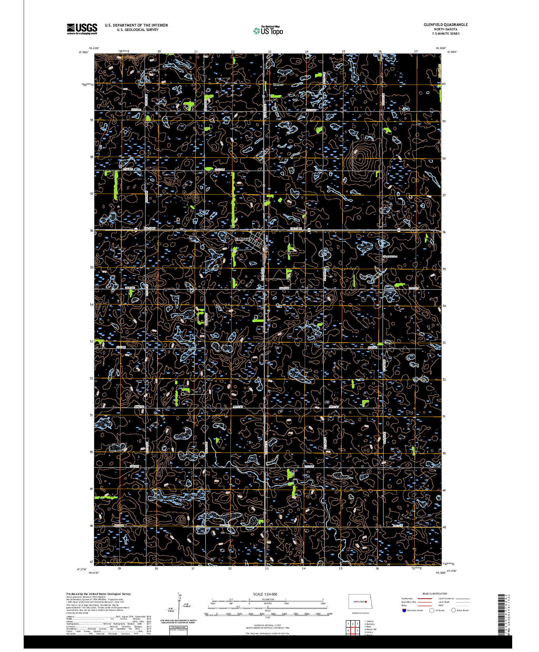 USGS US TOPO 7.5-MINUTE MAP FOR GLENFIELD, ND 2020