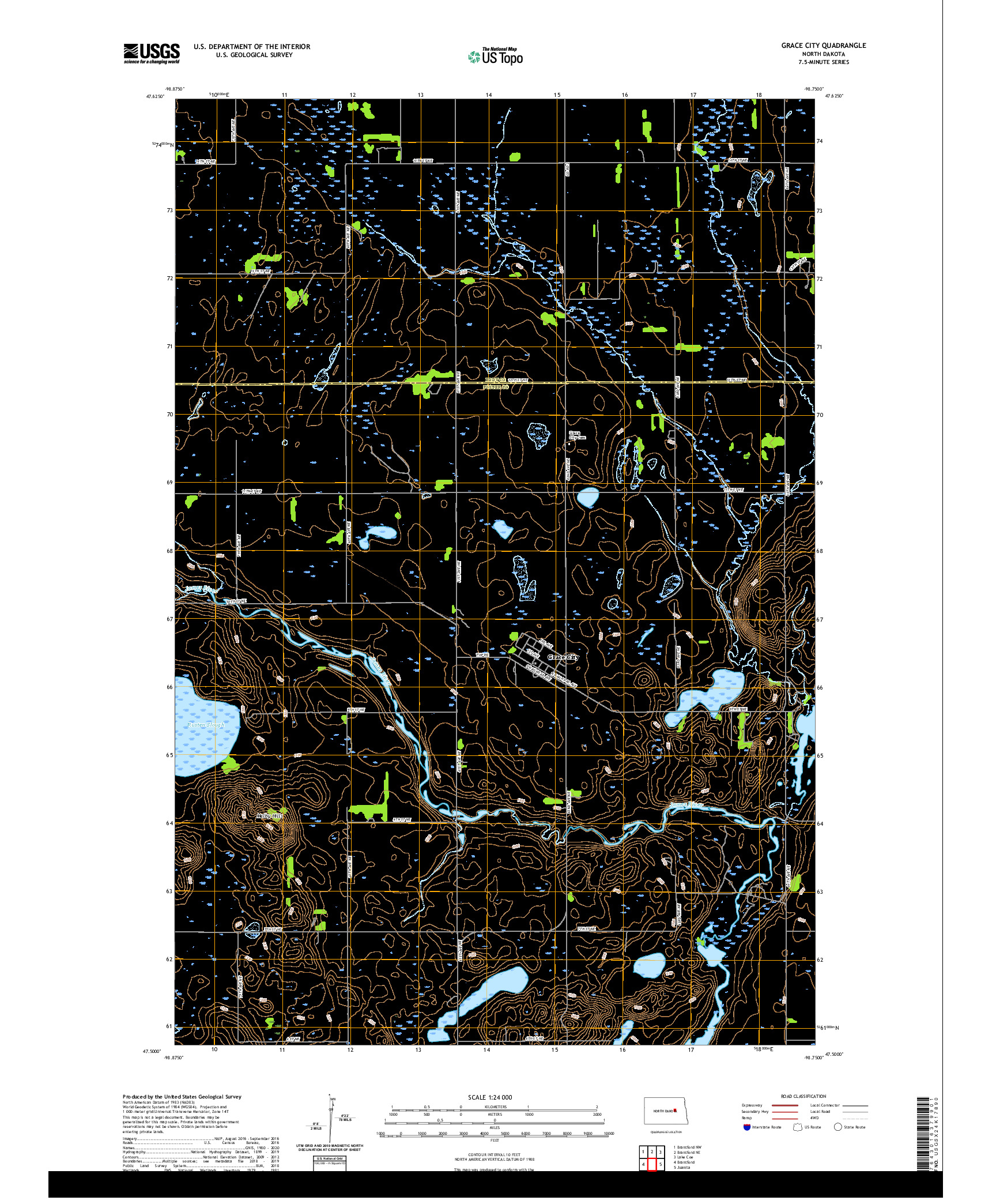 USGS US TOPO 7.5-MINUTE MAP FOR GRACE CITY, ND 2020