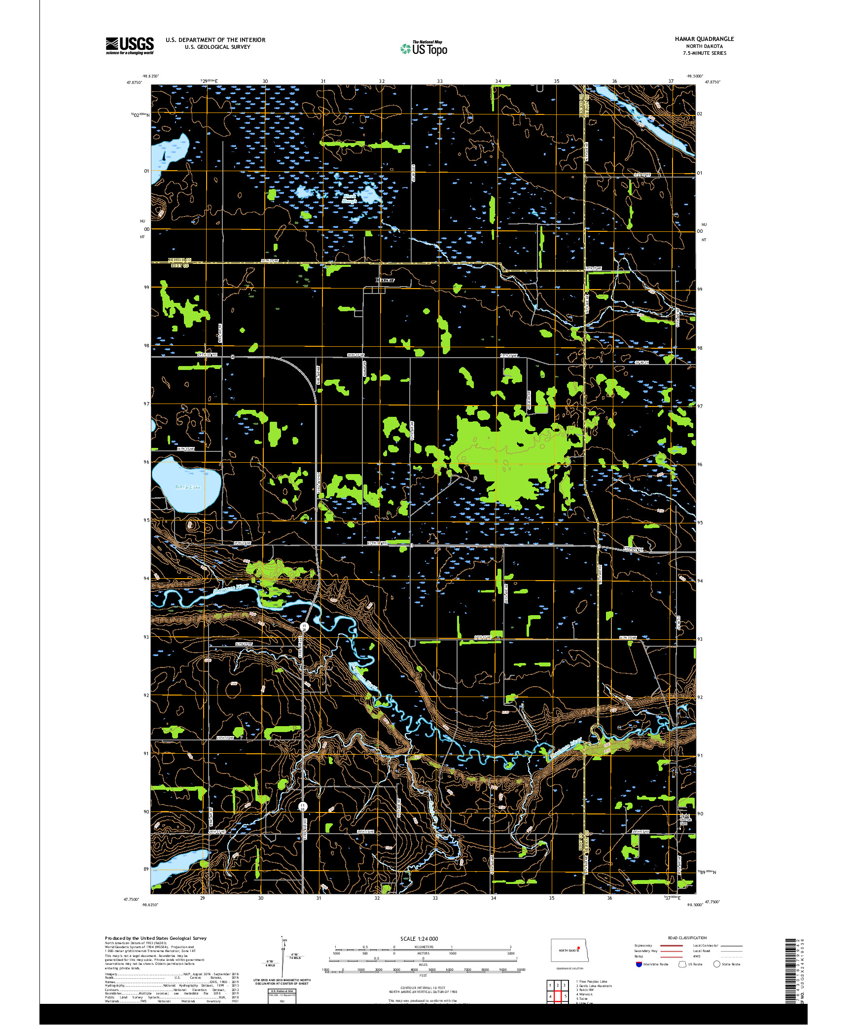 USGS US TOPO 7.5-MINUTE MAP FOR HAMAR, ND 2020