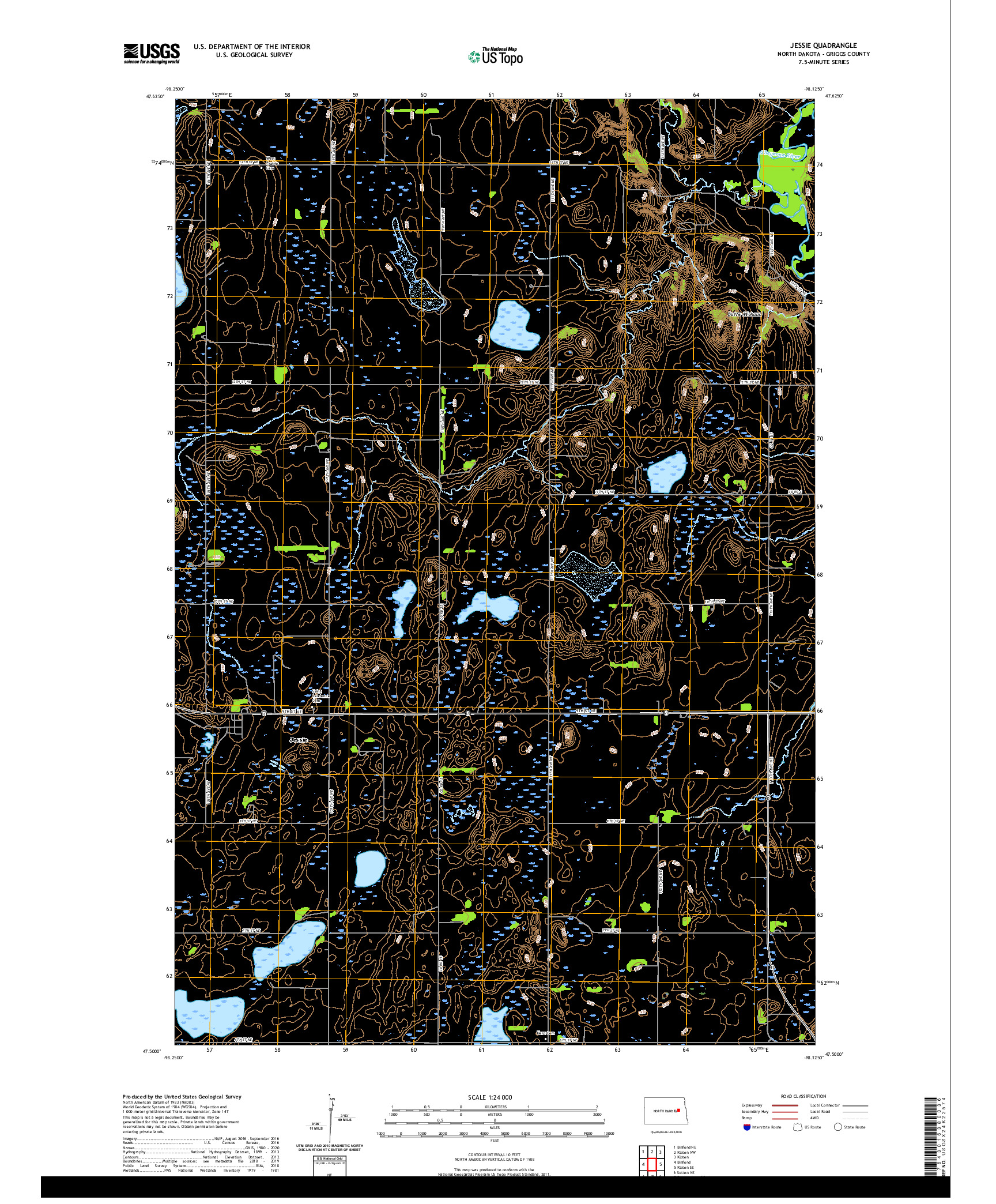 USGS US TOPO 7.5-MINUTE MAP FOR JESSIE, ND 2020
