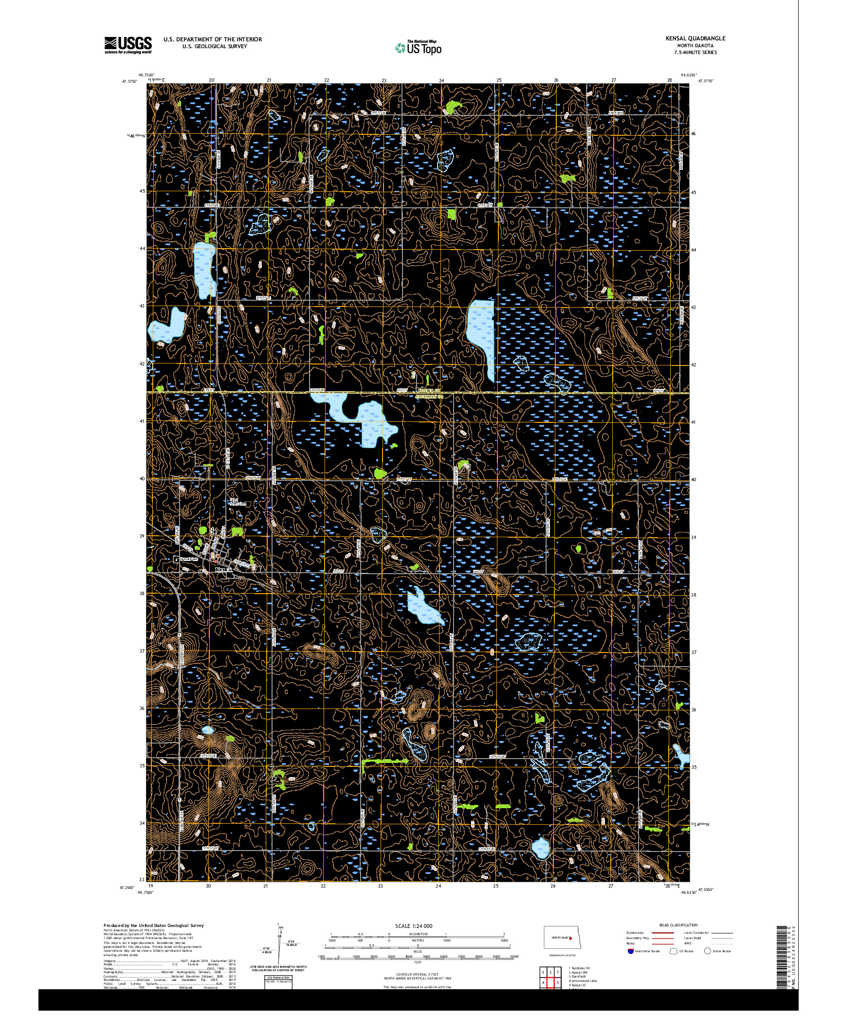 USGS US TOPO 7.5-MINUTE MAP FOR KENSAL, ND 2020