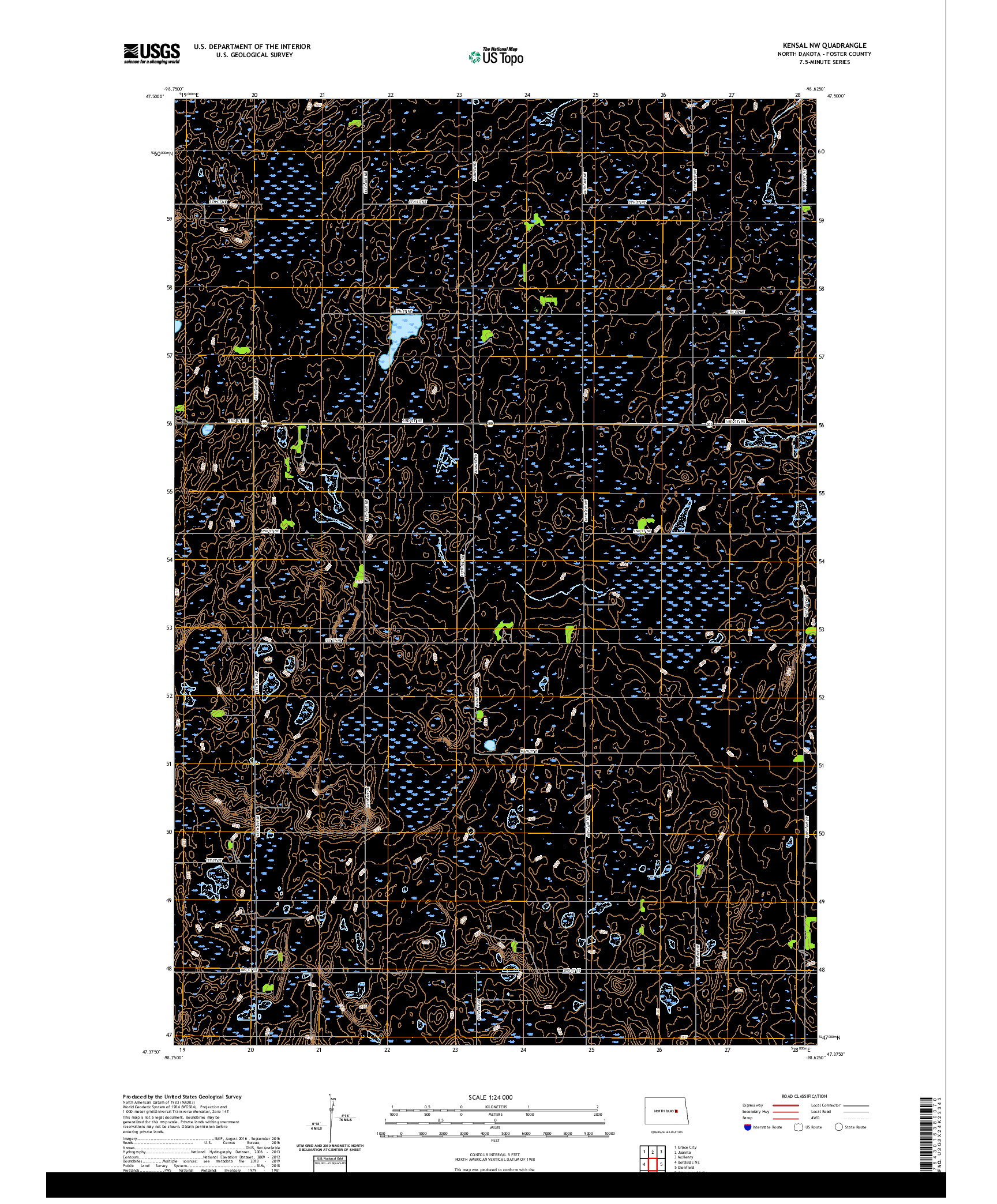 USGS US TOPO 7.5-MINUTE MAP FOR KENSAL NW, ND 2020