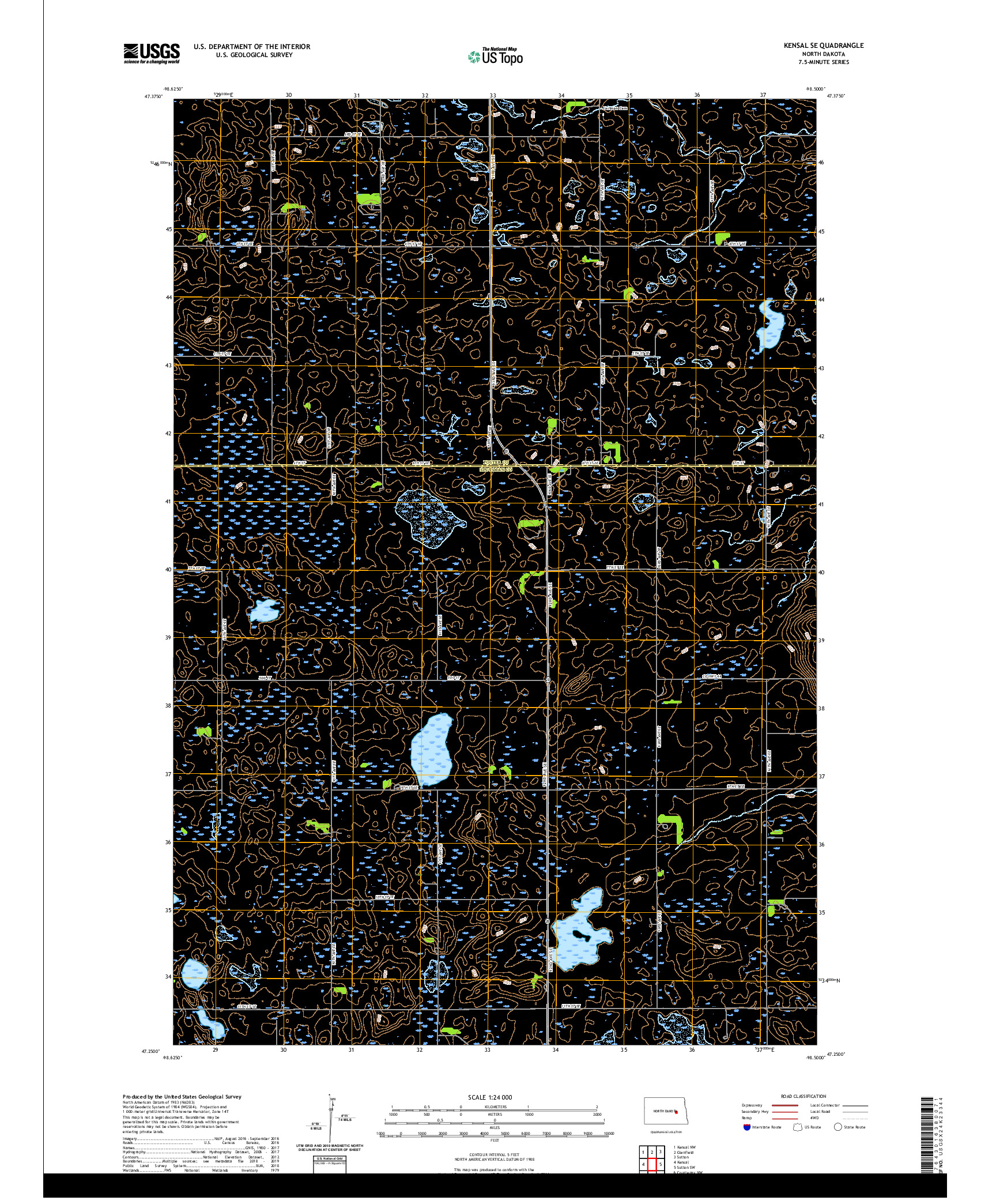 USGS US TOPO 7.5-MINUTE MAP FOR KENSAL SE, ND 2020