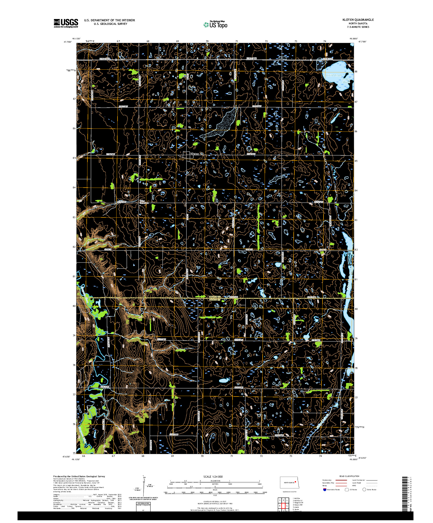 USGS US TOPO 7.5-MINUTE MAP FOR KLOTEN, ND 2020