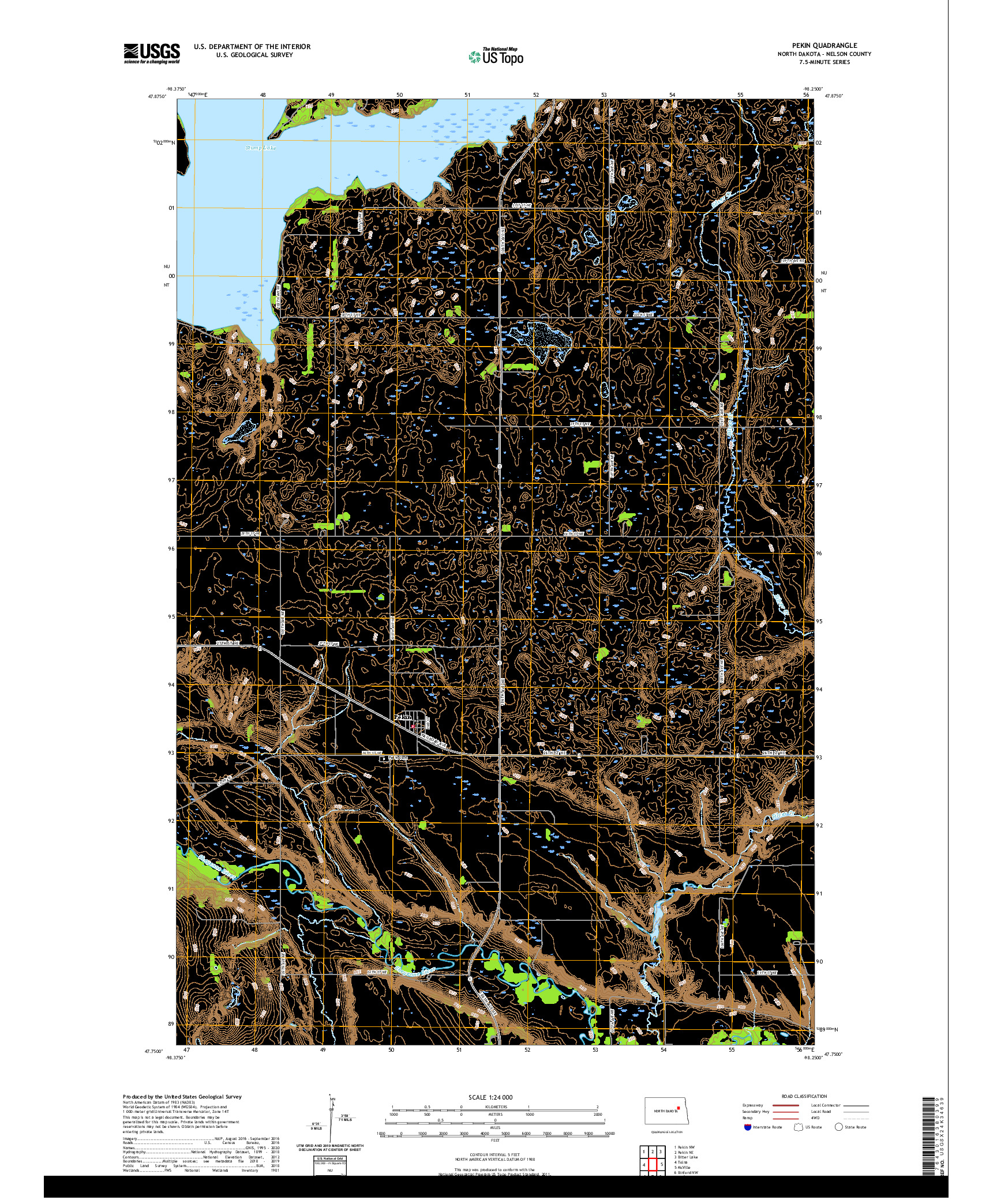 USGS US TOPO 7.5-MINUTE MAP FOR PEKIN, ND 2020