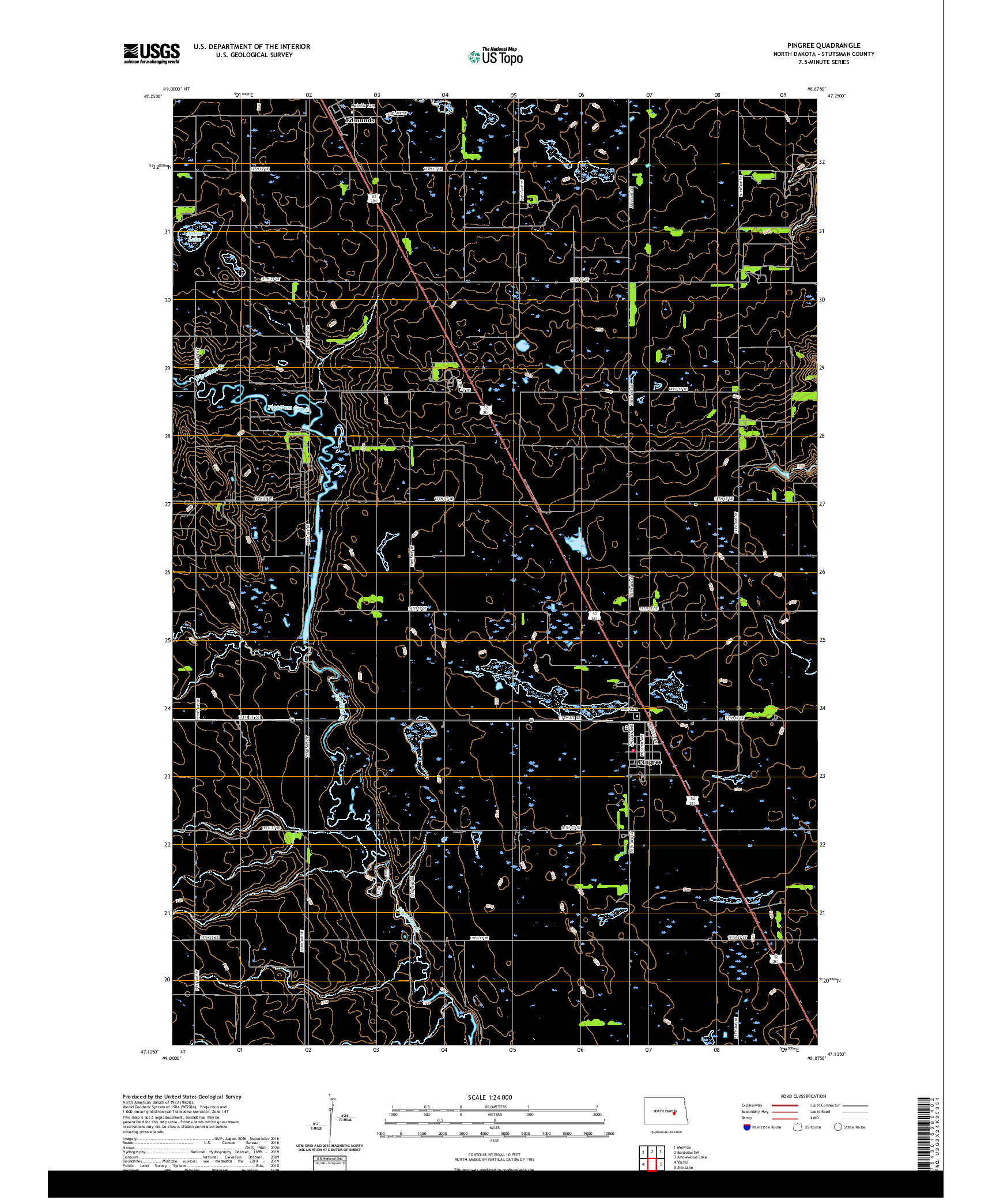 USGS US TOPO 7.5-MINUTE MAP FOR PINGREE, ND 2020