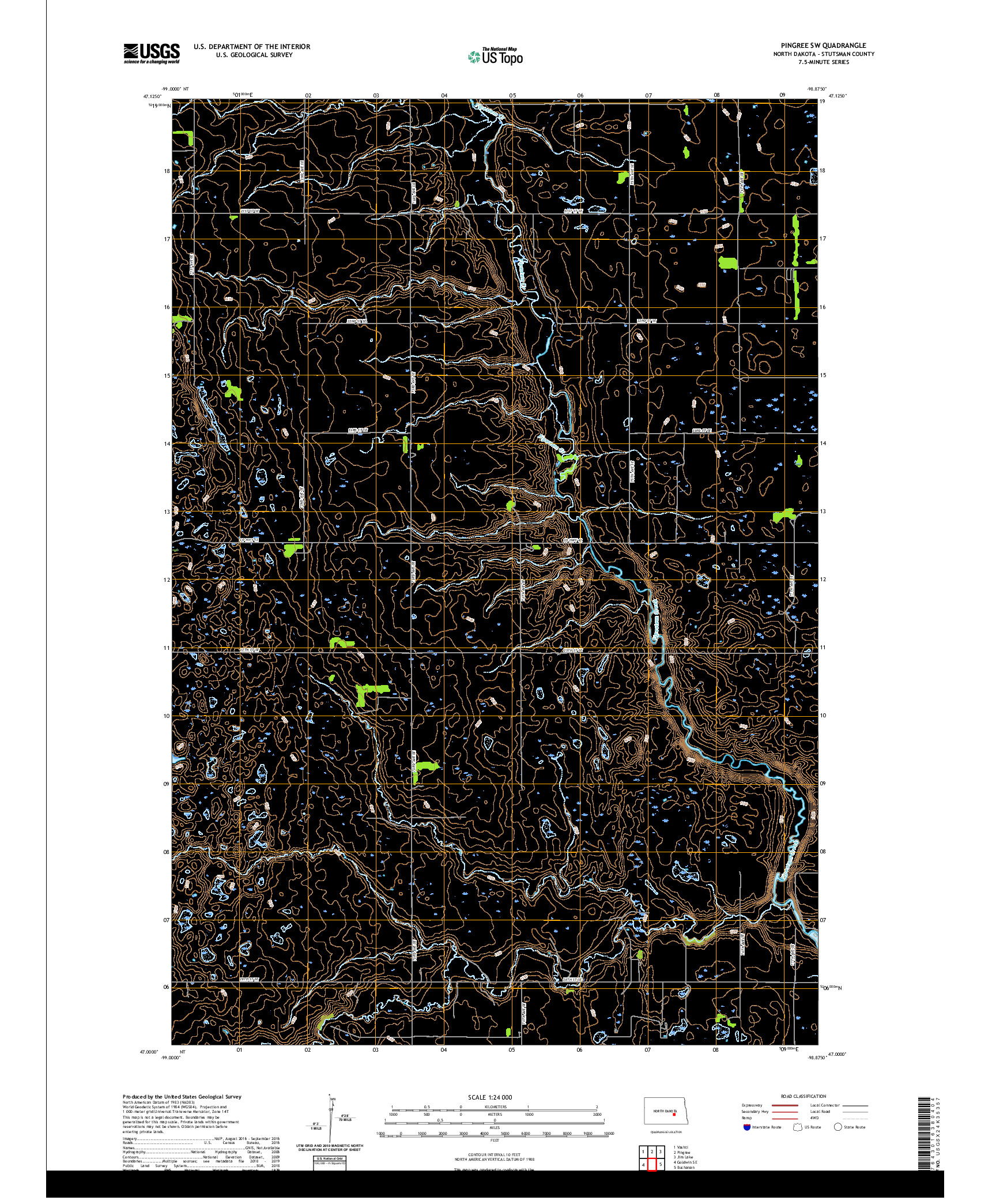 USGS US TOPO 7.5-MINUTE MAP FOR PINGREE SW, ND 2020
