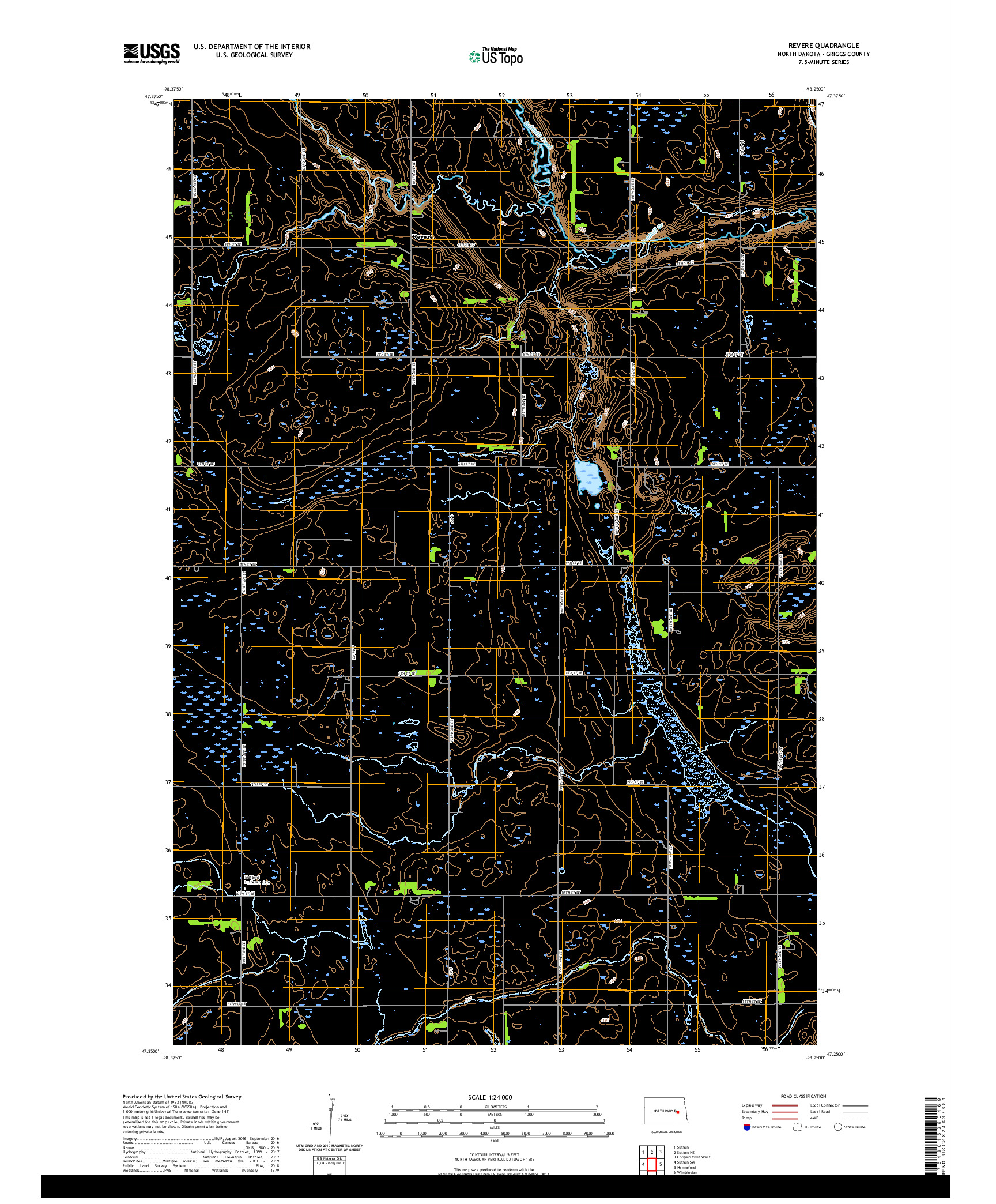 USGS US TOPO 7.5-MINUTE MAP FOR REVERE, ND 2020