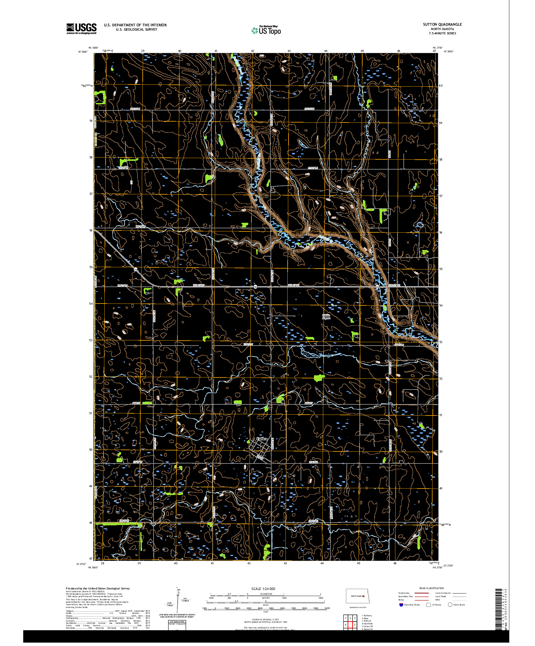 USGS US TOPO 7.5-MINUTE MAP FOR SUTTON, ND 2020