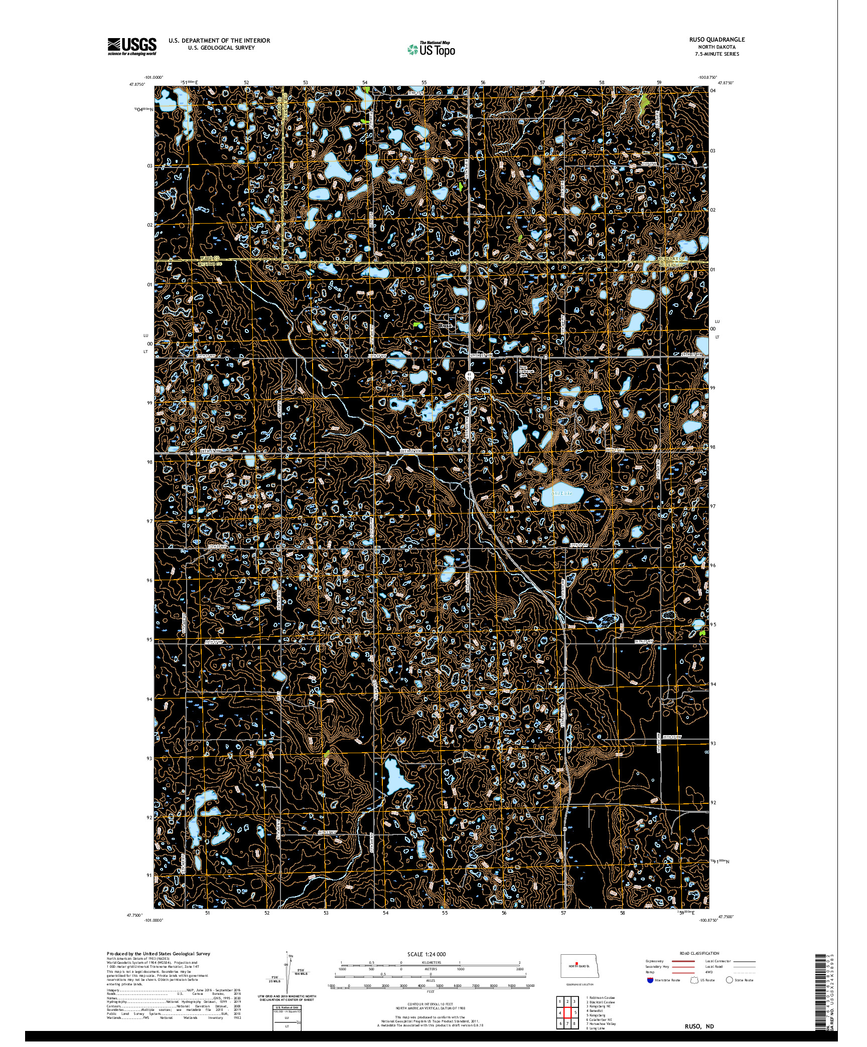 USGS US TOPO 7.5-MINUTE MAP FOR RUSO, ND 2020