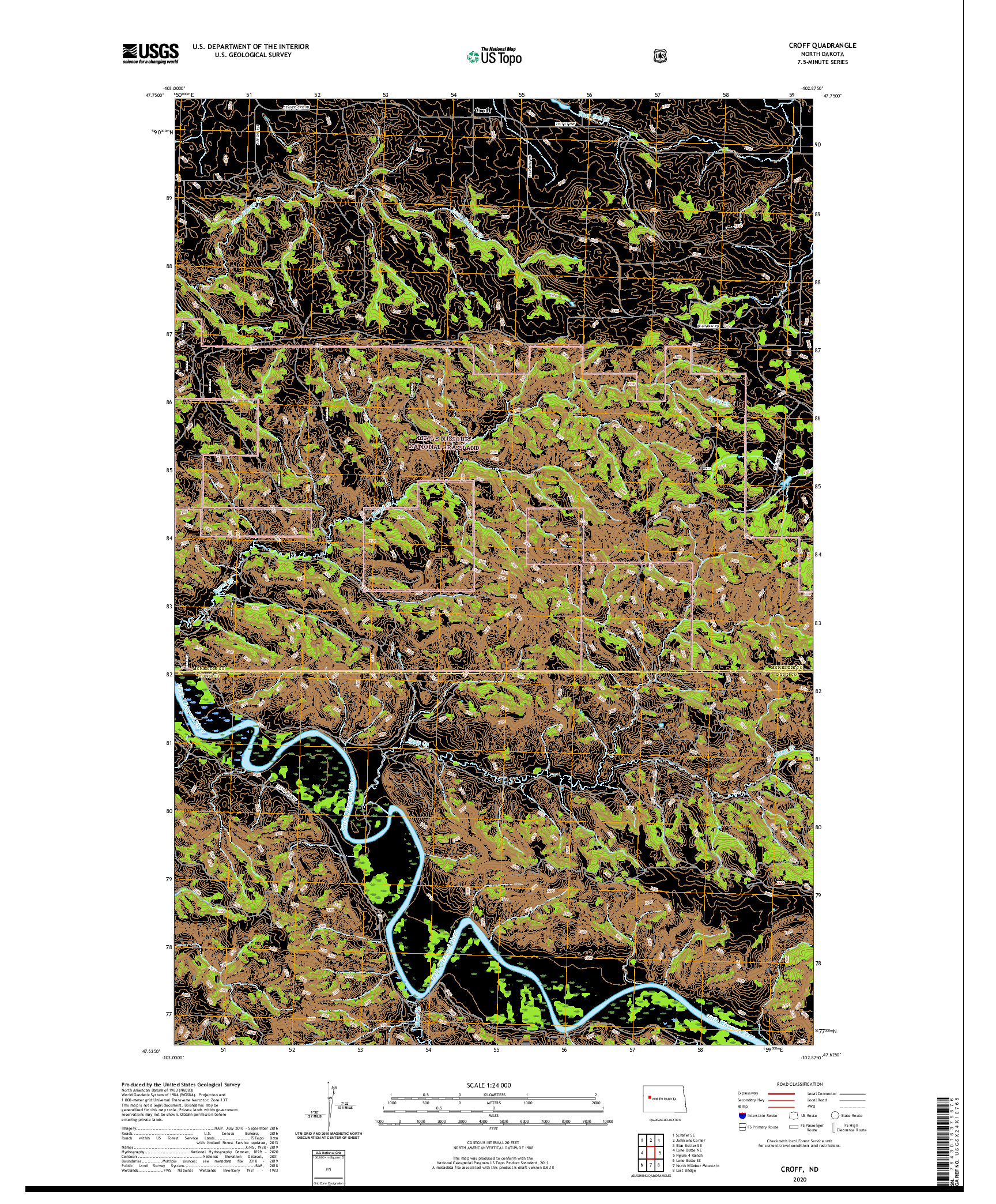 USGS US TOPO 7.5-MINUTE MAP FOR CROFF, ND 2020