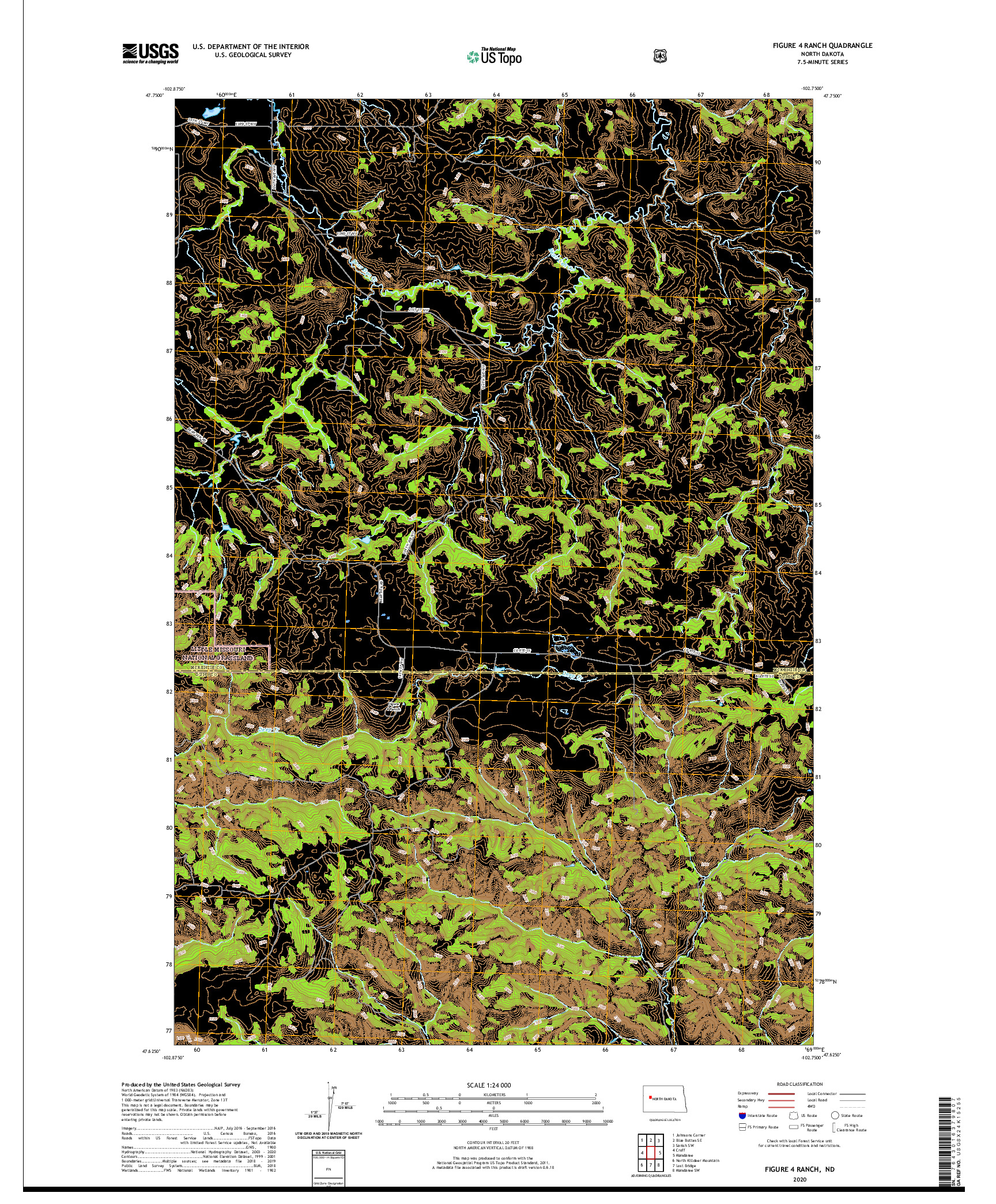 USGS US TOPO 7.5-MINUTE MAP FOR FIGURE 4 RANCH, ND 2020