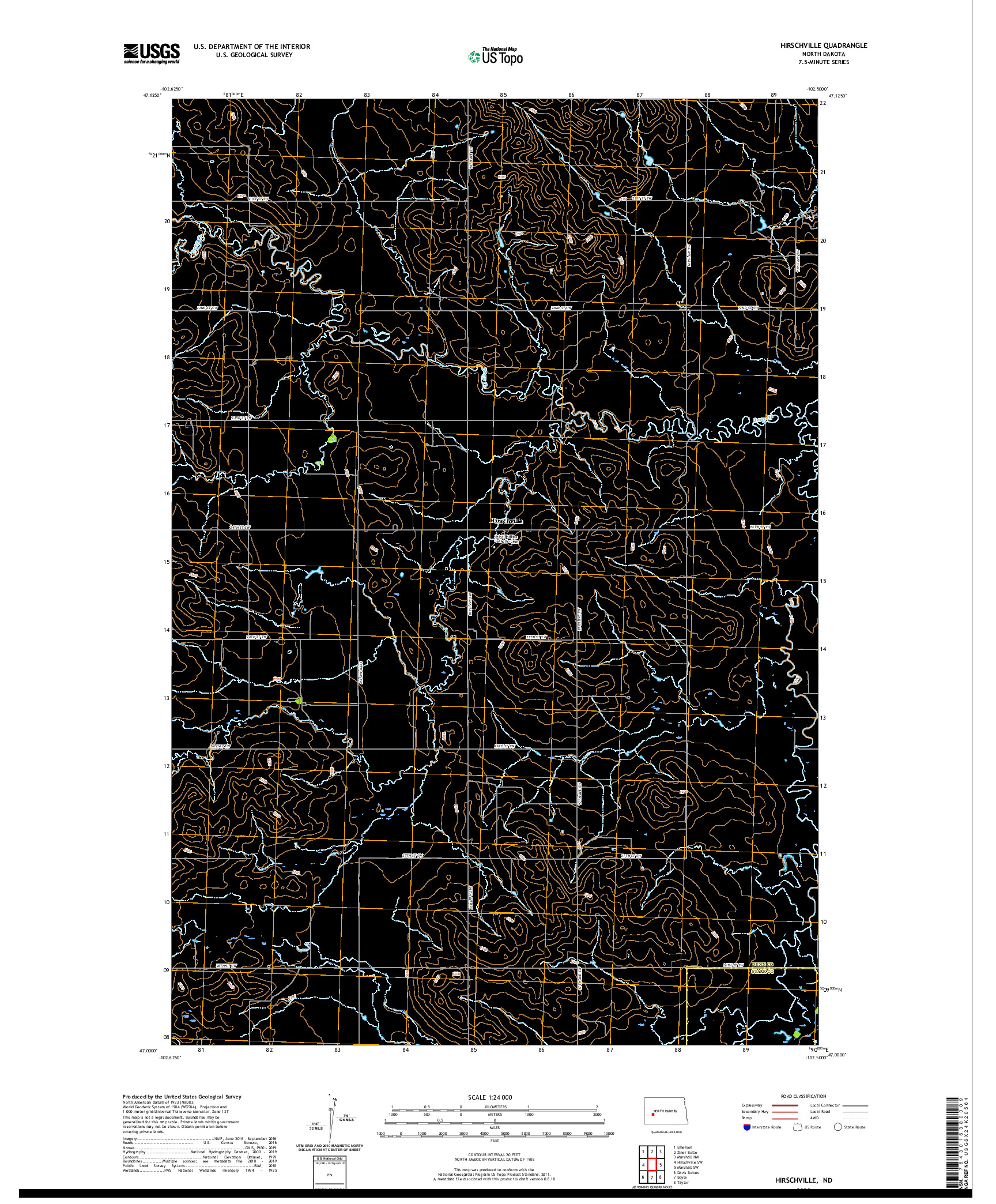 USGS US TOPO 7.5-MINUTE MAP FOR HIRSCHVILLE, ND 2020