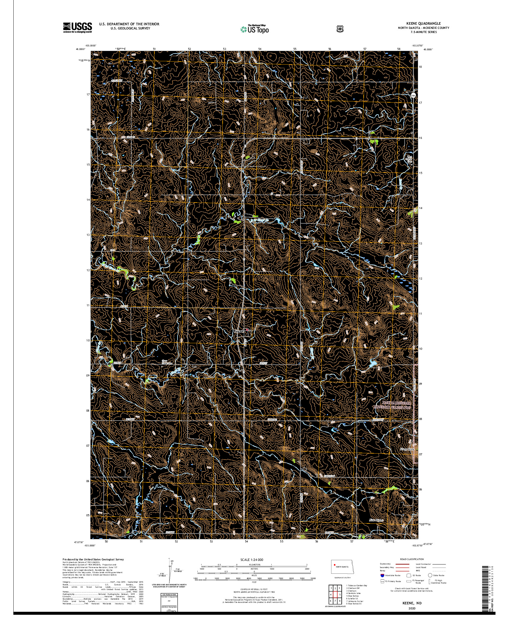 USGS US TOPO 7.5-MINUTE MAP FOR KEENE, ND 2020