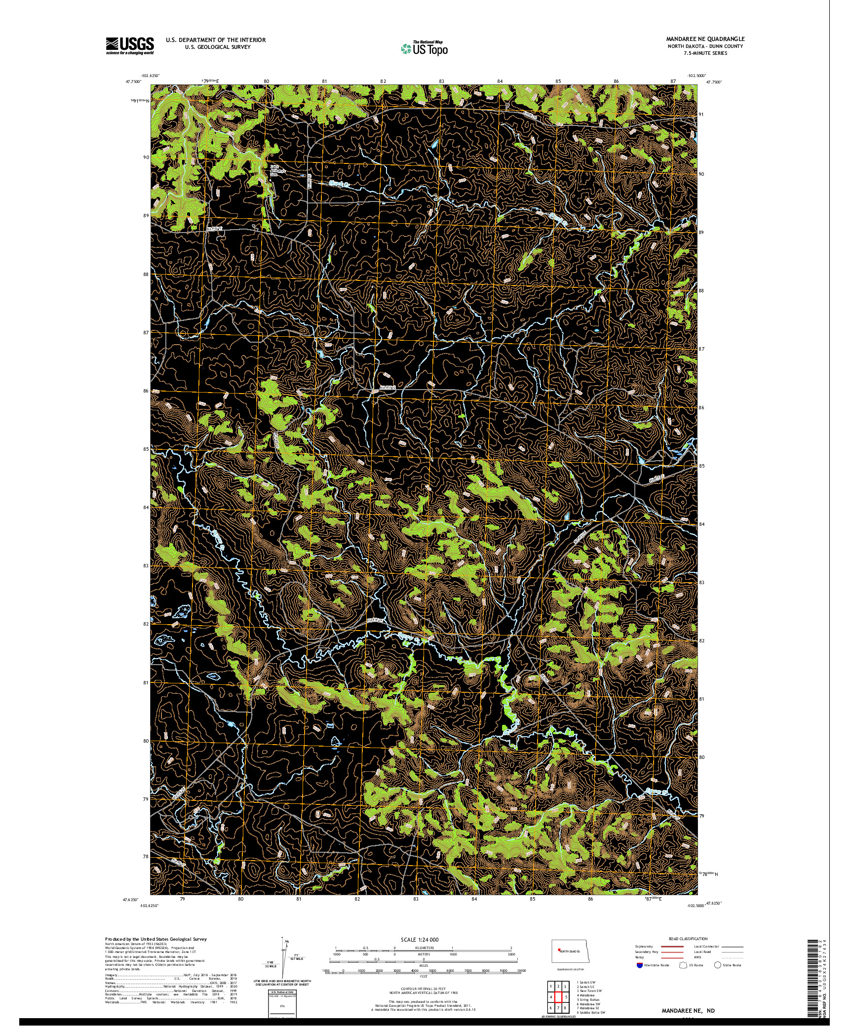 USGS US TOPO 7.5-MINUTE MAP FOR MANDAREE NE, ND 2020