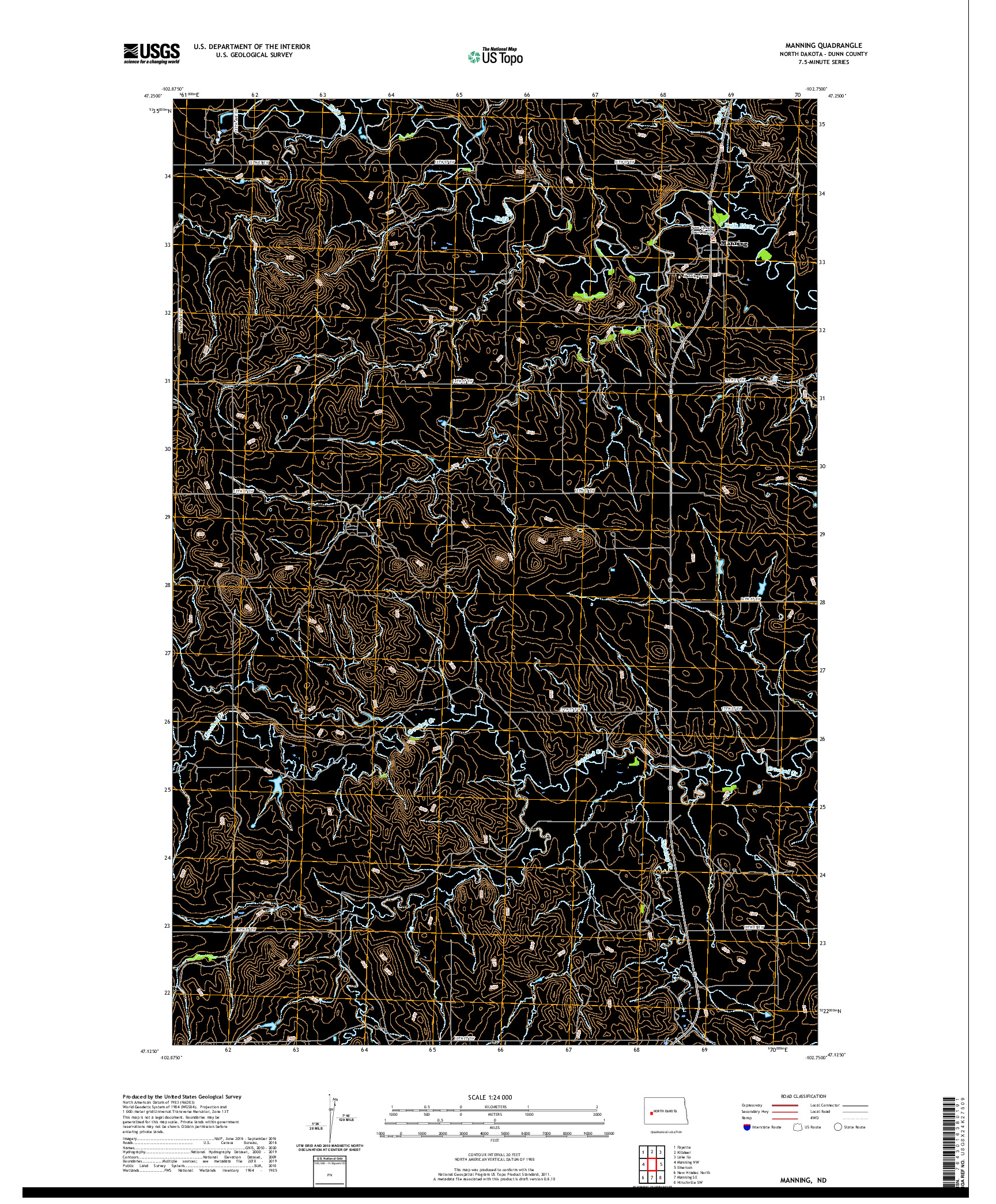 USGS US TOPO 7.5-MINUTE MAP FOR MANNING, ND 2020