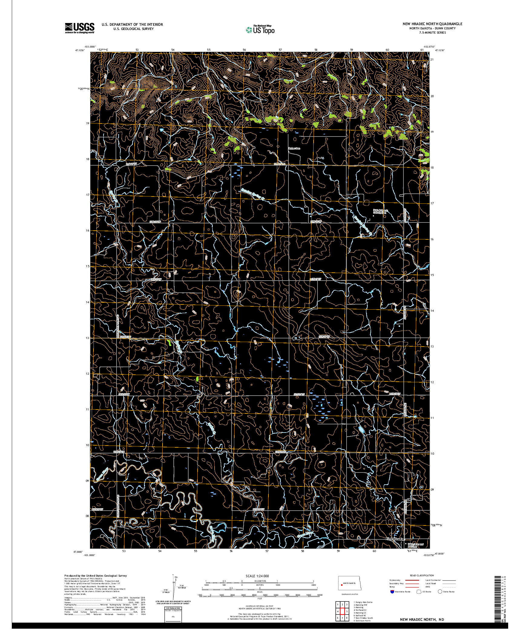 USGS US TOPO 7.5-MINUTE MAP FOR NEW HRADEC NORTH, ND 2020