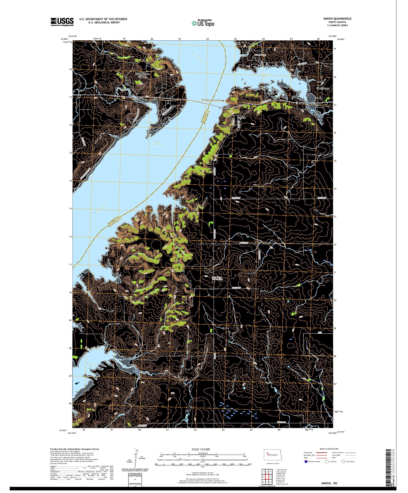 USGS US TOPO 7.5-MINUTE MAP FOR SANISH, ND 2020
