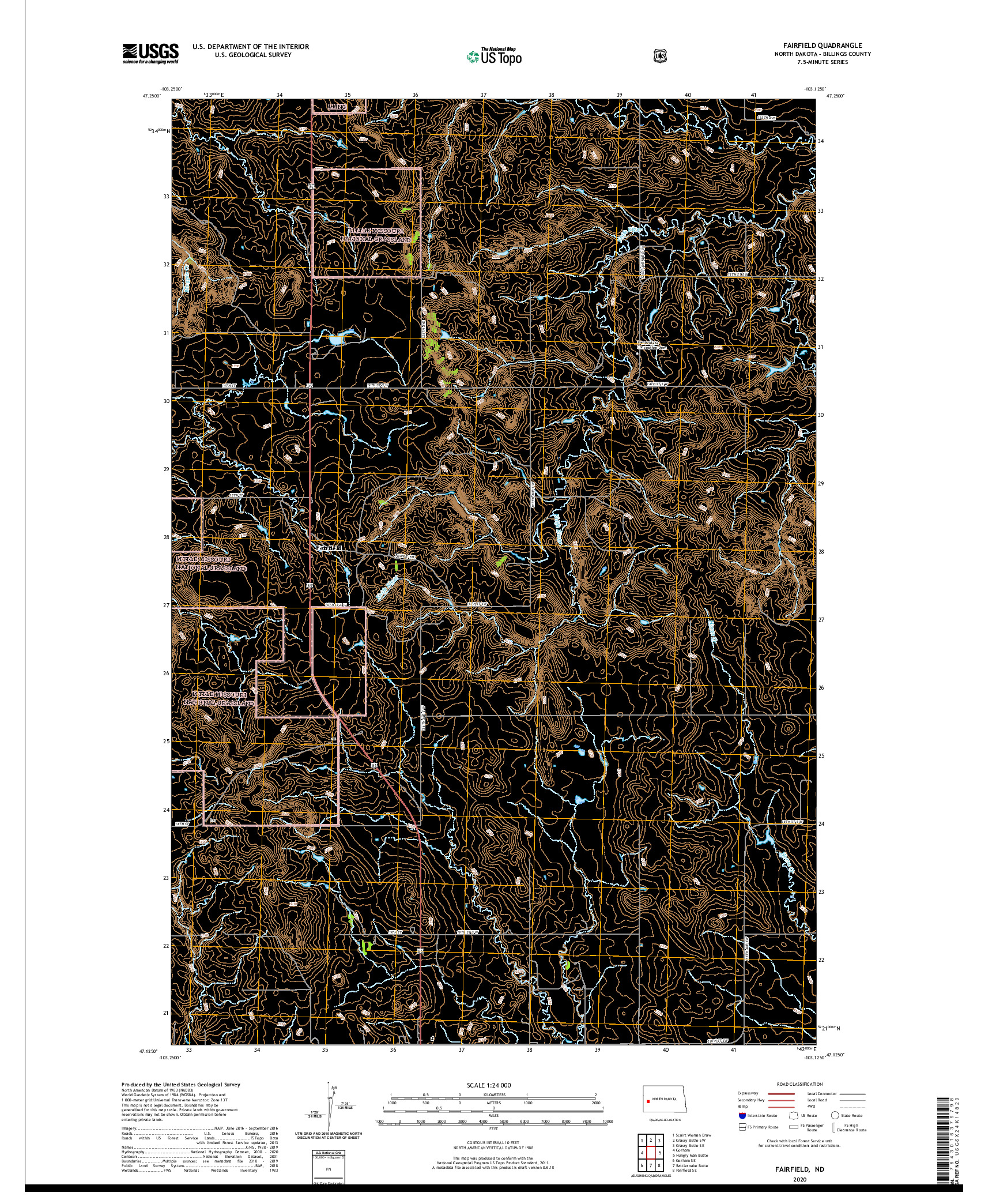 USGS US TOPO 7.5-MINUTE MAP FOR FAIRFIELD, ND 2020