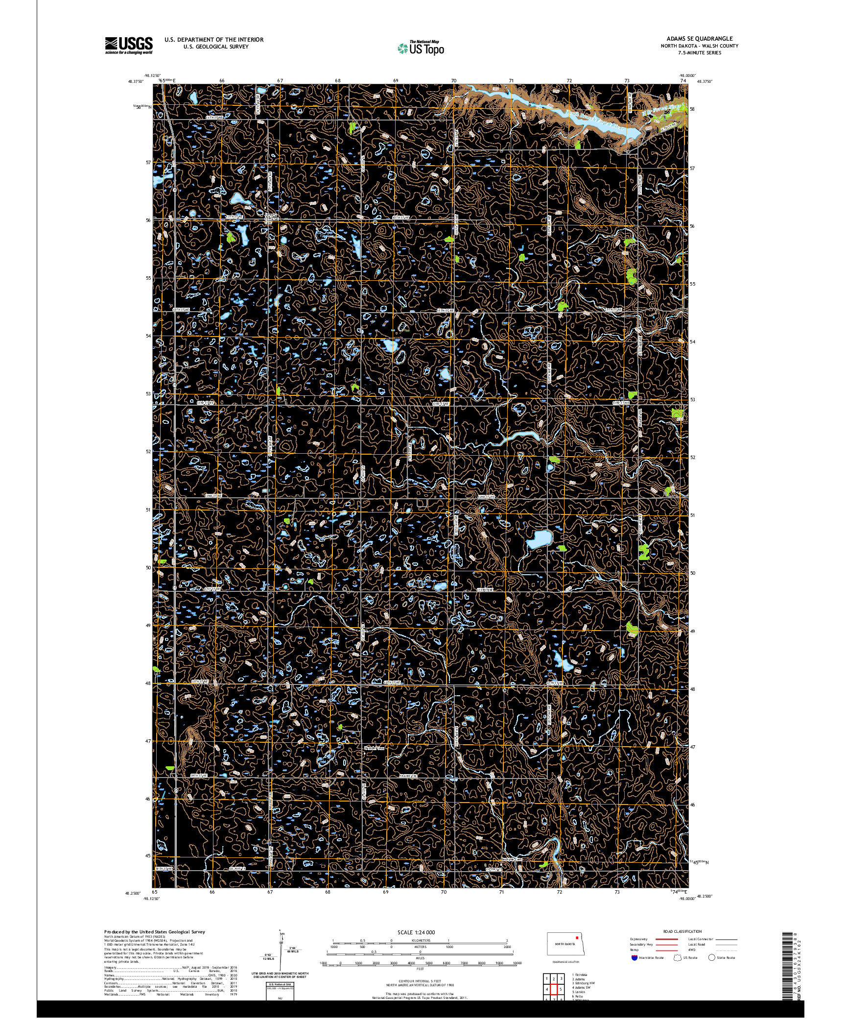 USGS US TOPO 7.5-MINUTE MAP FOR ADAMS SE, ND 2020