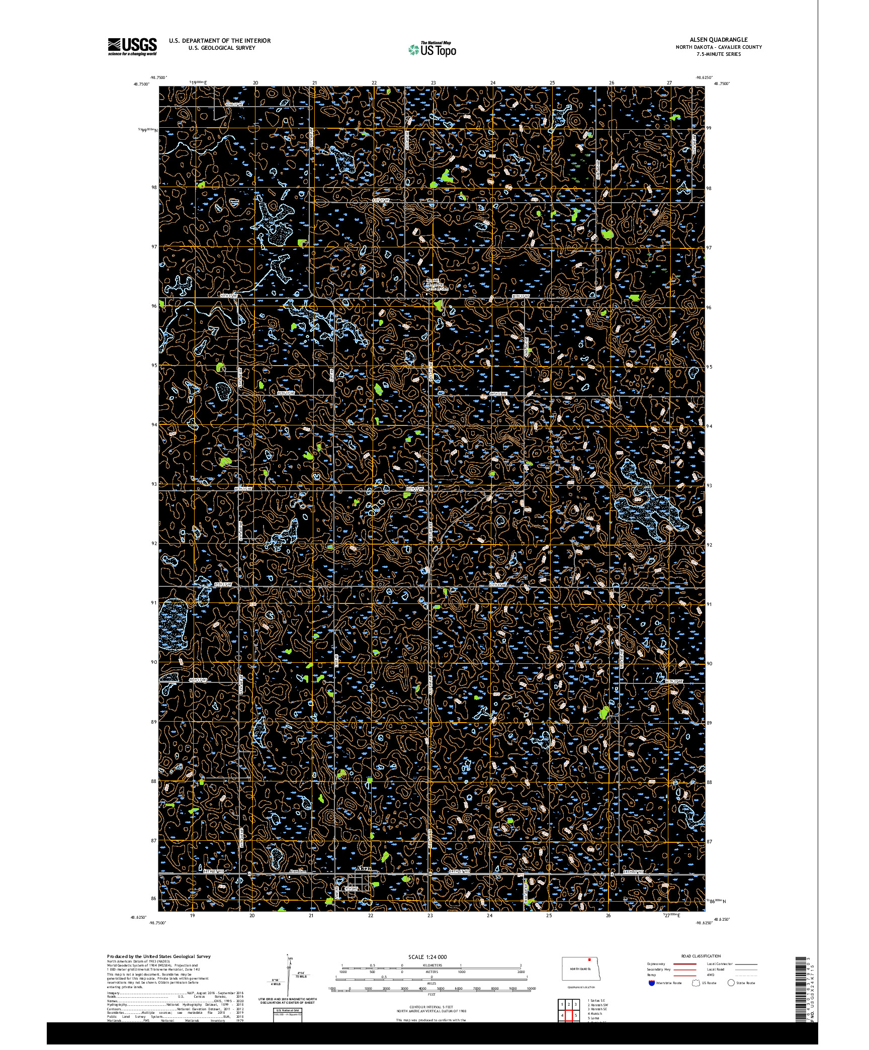 USGS US TOPO 7.5-MINUTE MAP FOR ALSEN, ND 2020