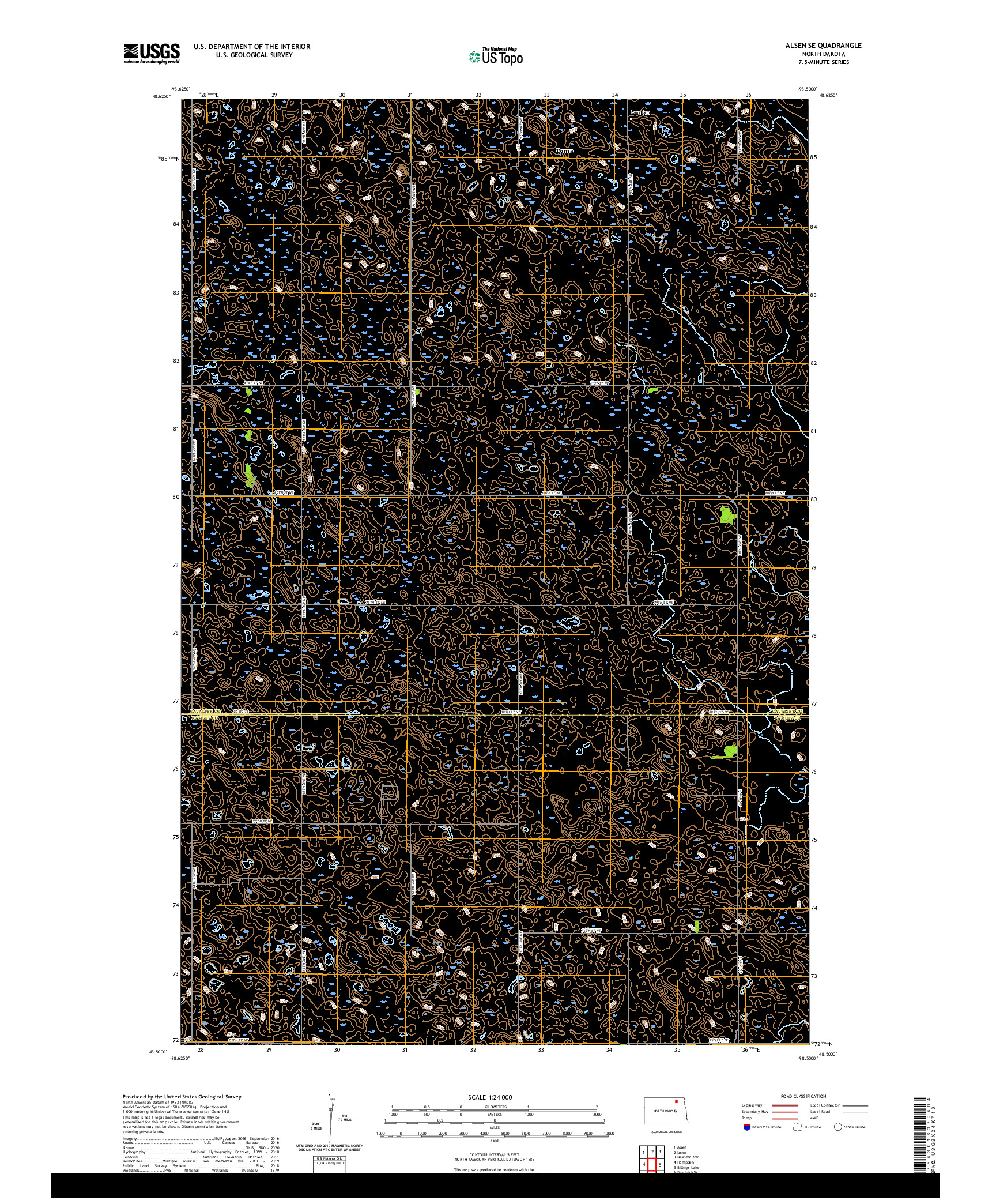 USGS US TOPO 7.5-MINUTE MAP FOR ALSEN SE, ND 2020