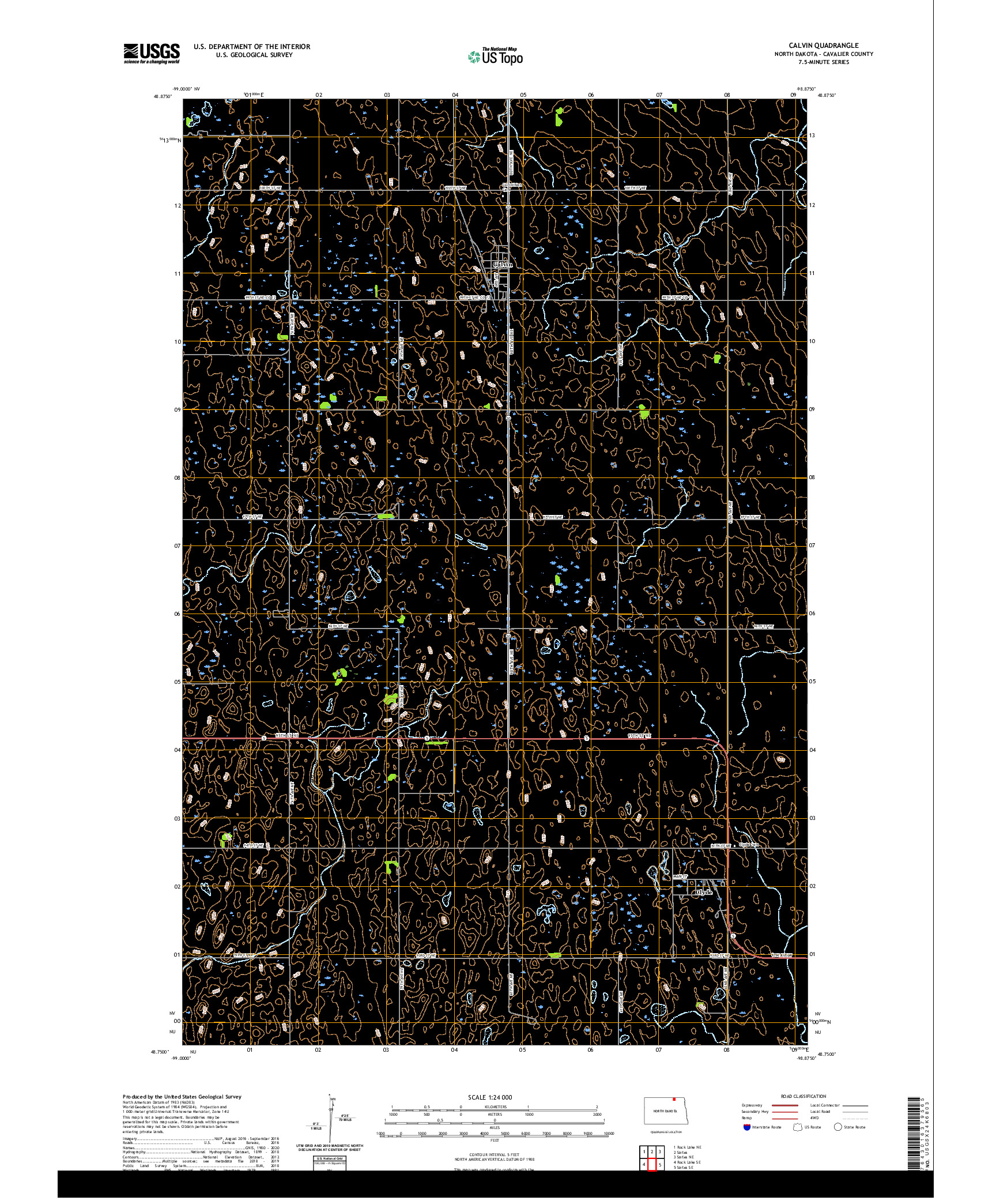 USGS US TOPO 7.5-MINUTE MAP FOR CALVIN, ND 2020