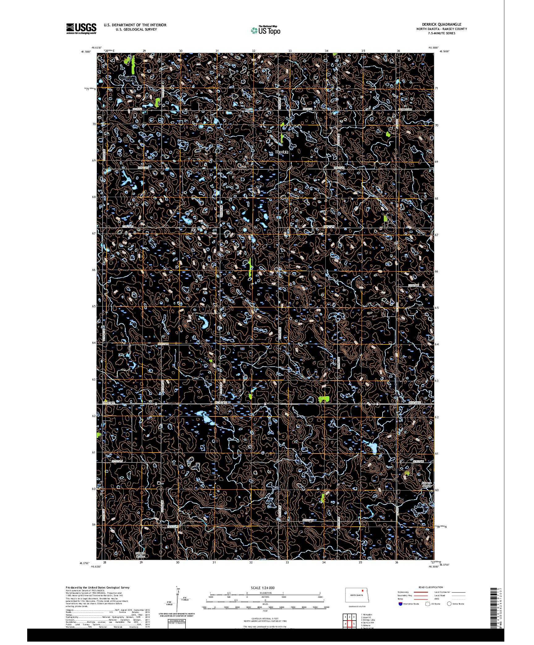 USGS US TOPO 7.5-MINUTE MAP FOR DERRICK, ND 2020