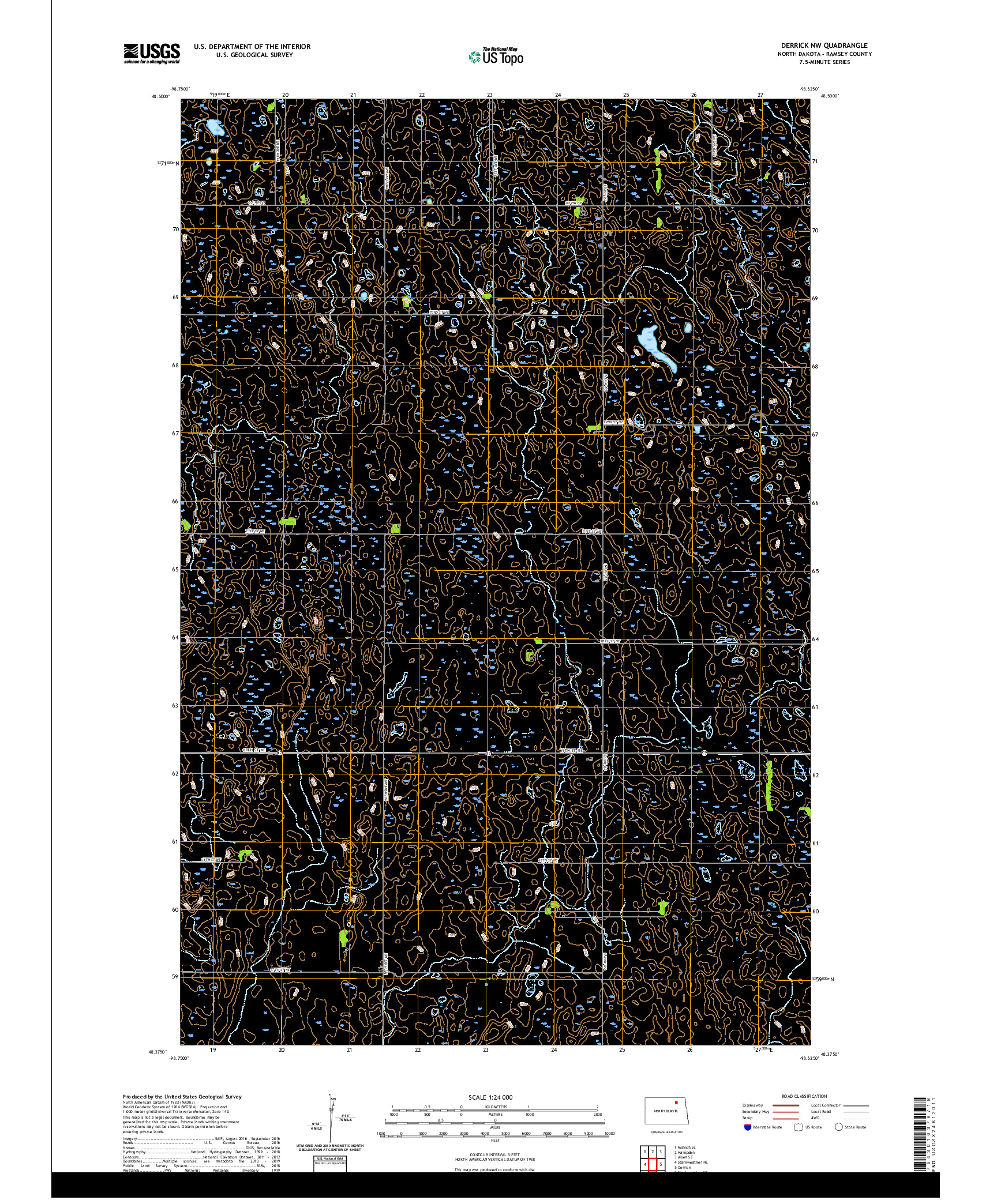 USGS US TOPO 7.5-MINUTE MAP FOR DERRICK NW, ND 2020